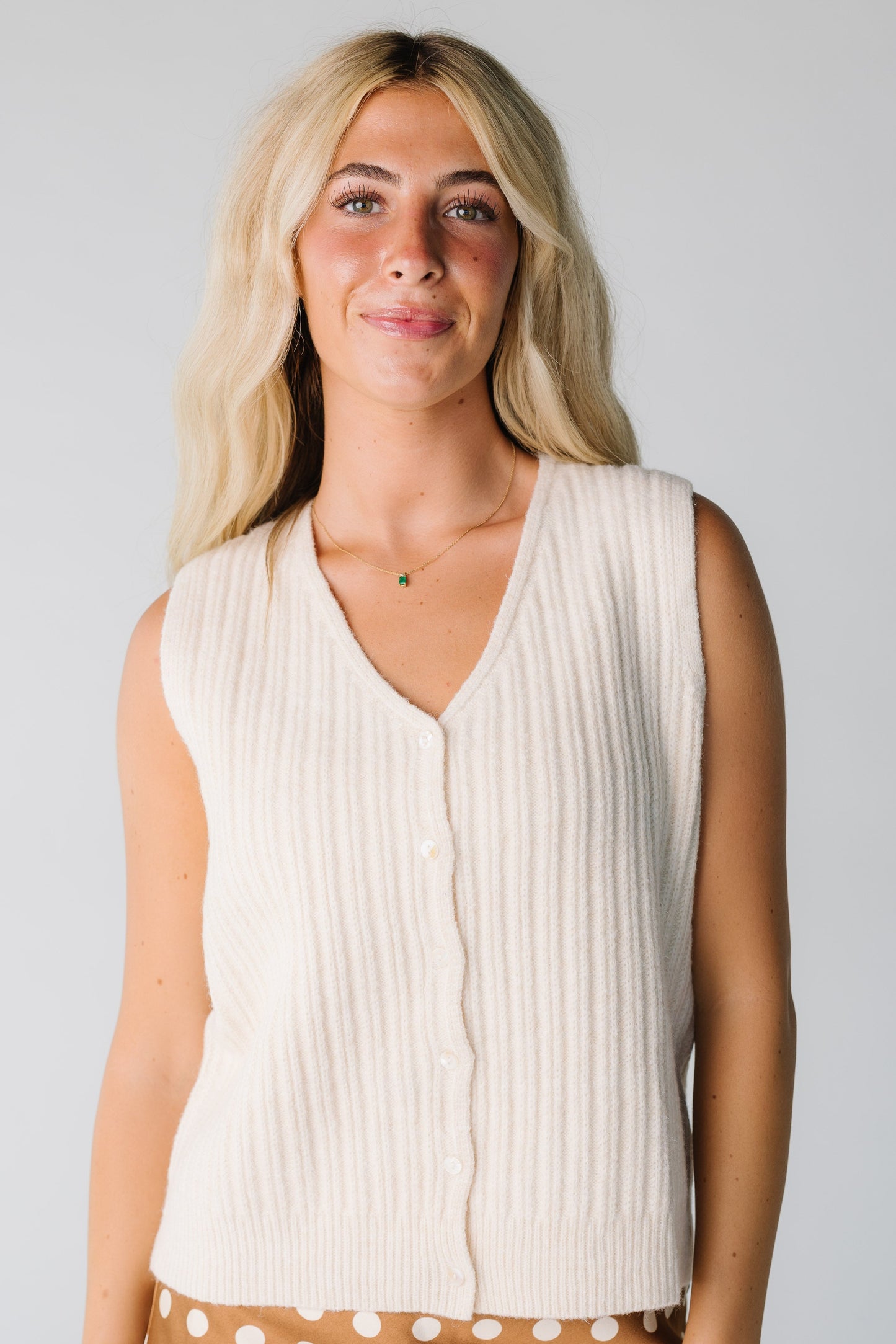 The Enzo Sweater Vest for women in cream