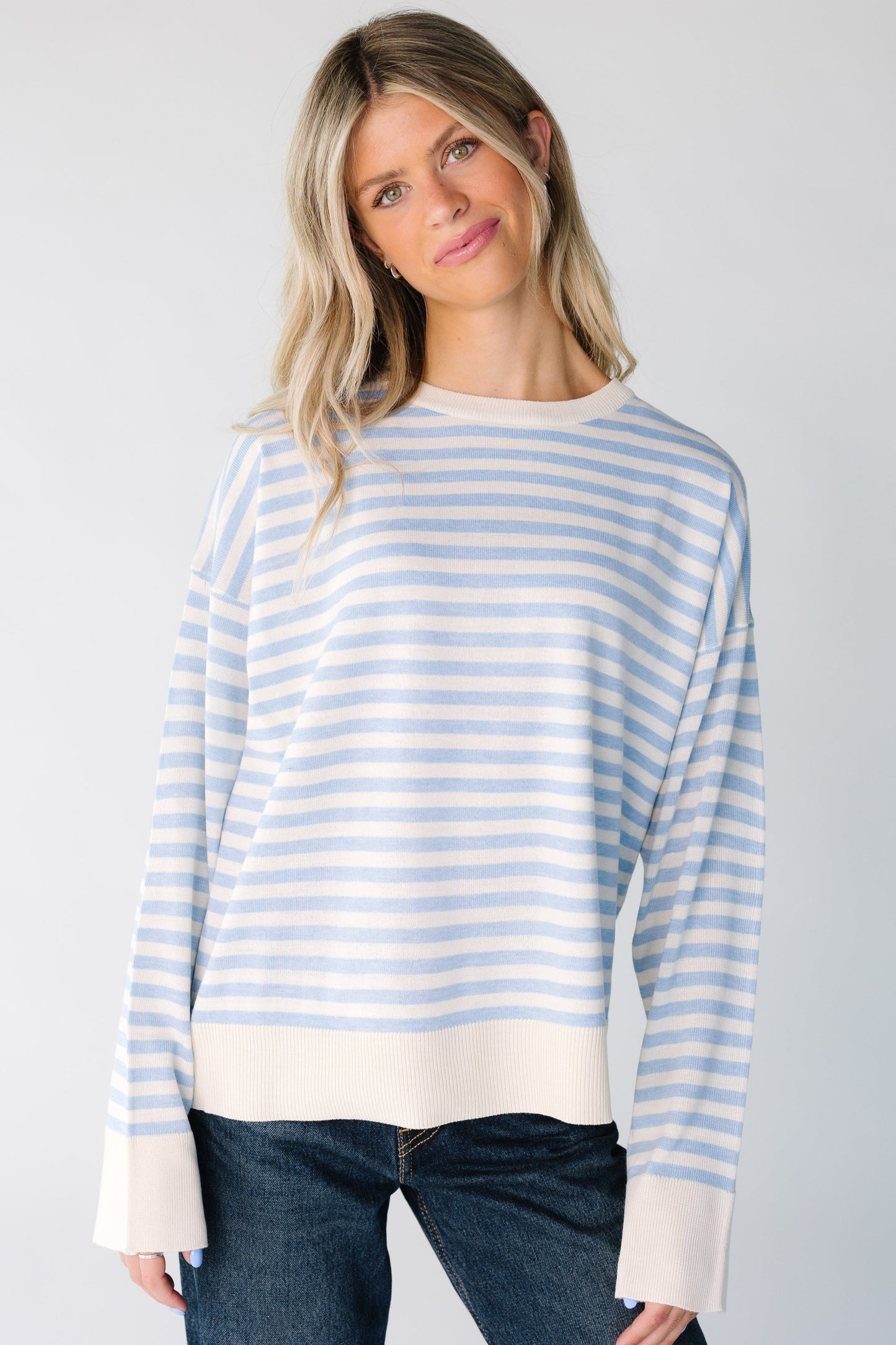 Azura Sweater for women and teens in light blue and white