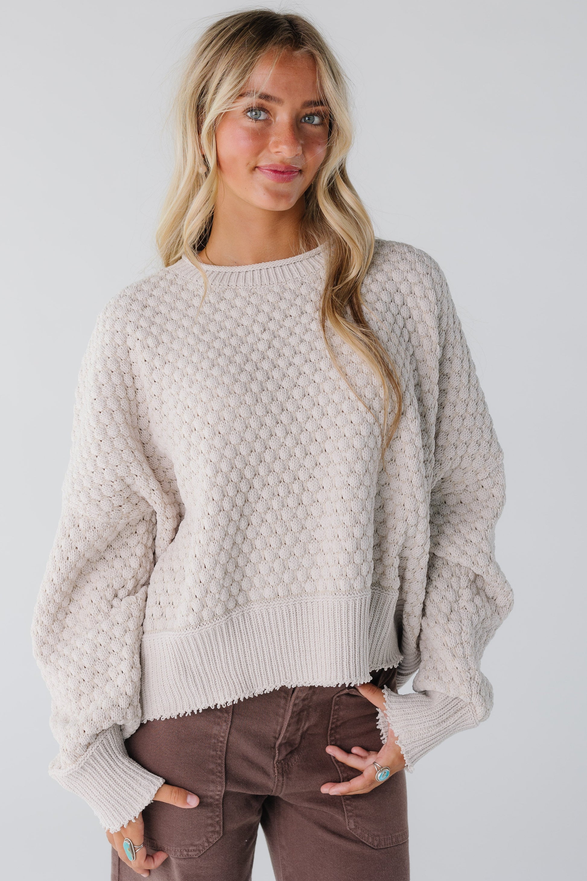 Textured Sweater for women in natural cream