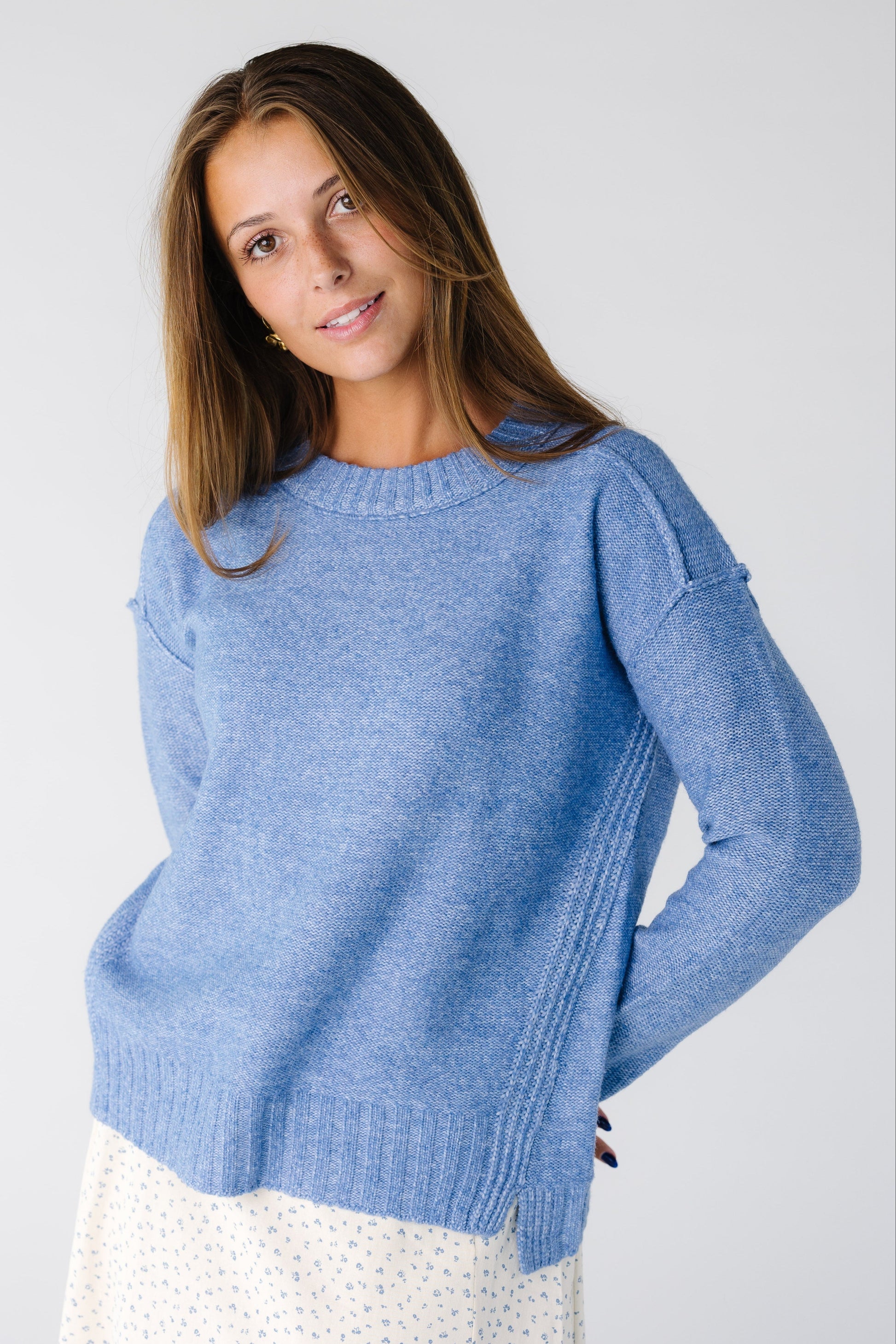 Crew Neck Pullover Sweater WOMEN'S SWEATERS staccato Denim S