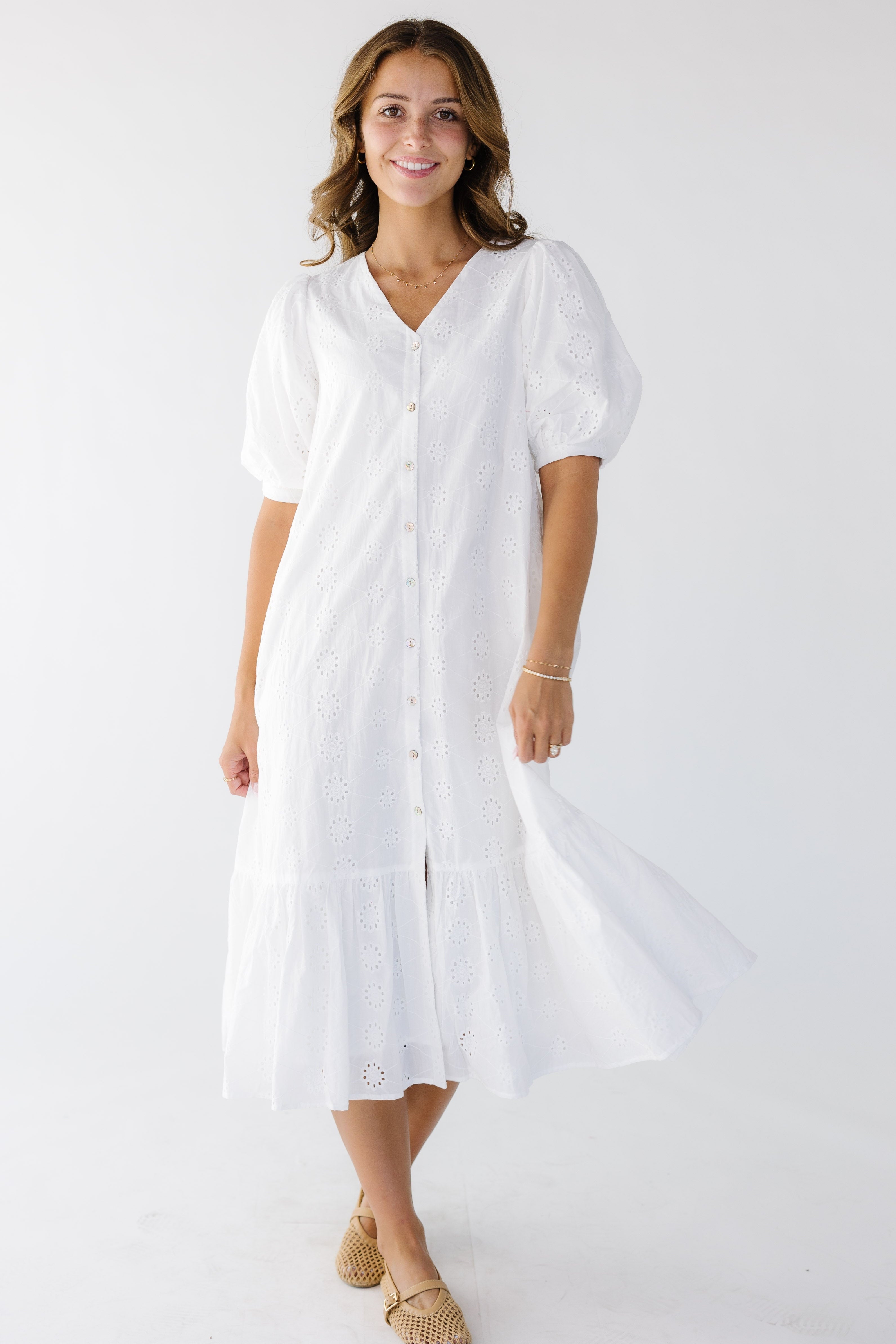 Brass & Roe Modest Cori Button Down Eyelet Dress – Called to Surf