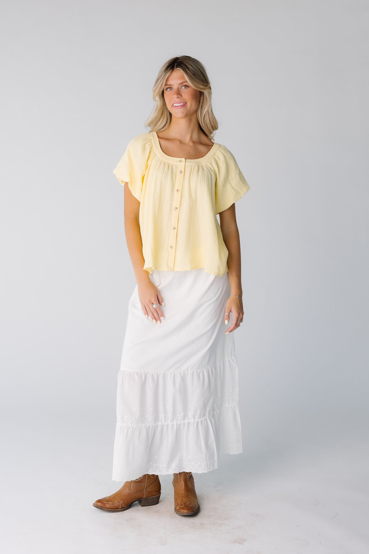 Brass & Roe Gauze Button-Down Top - Summer WOMEN'S TOP brass & roe
