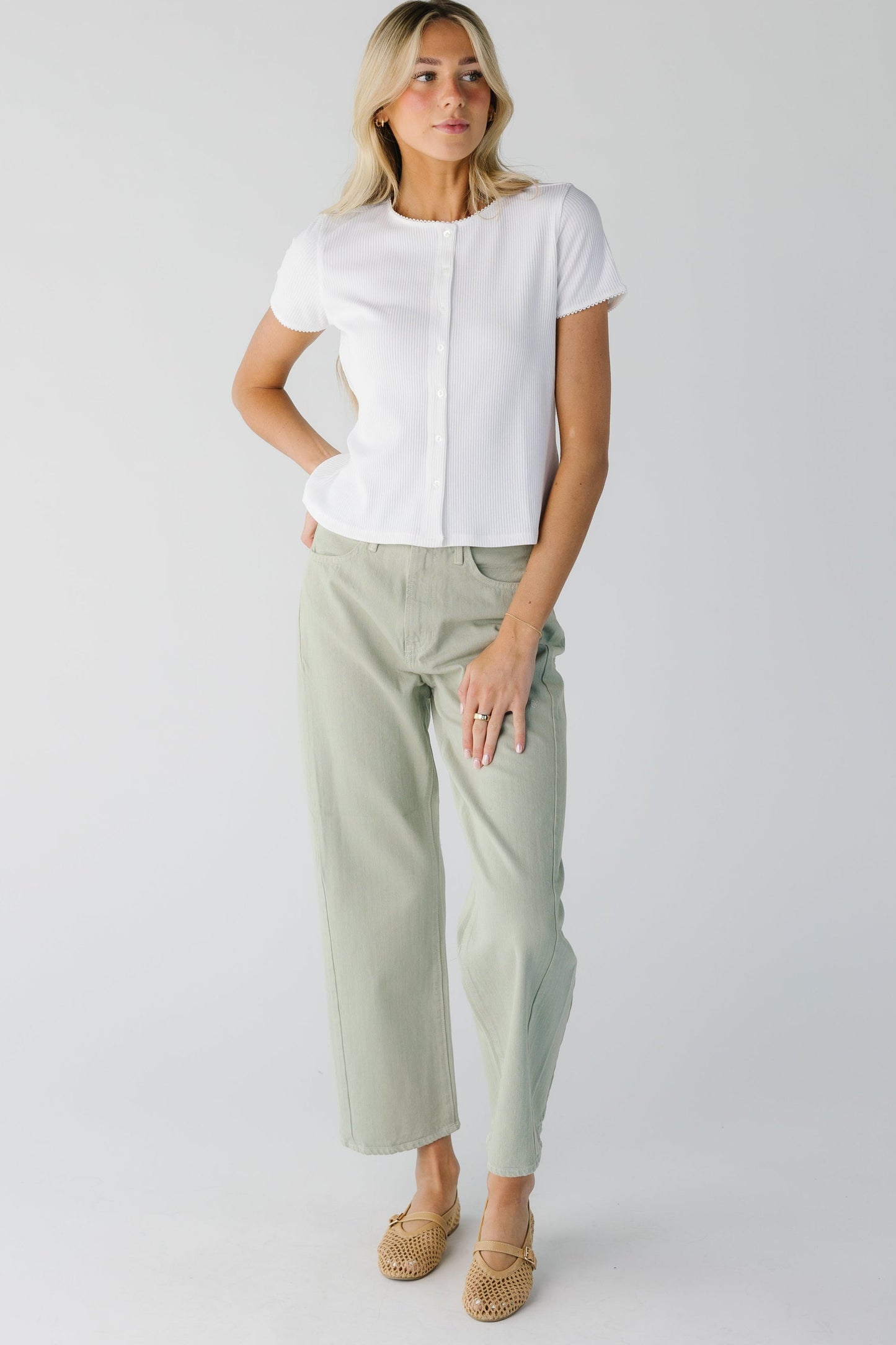 Barrel Jean - Cloud & Eucalyptus WOMEN'S DENIM Just Panmaco Inc. Eucalyptus 24