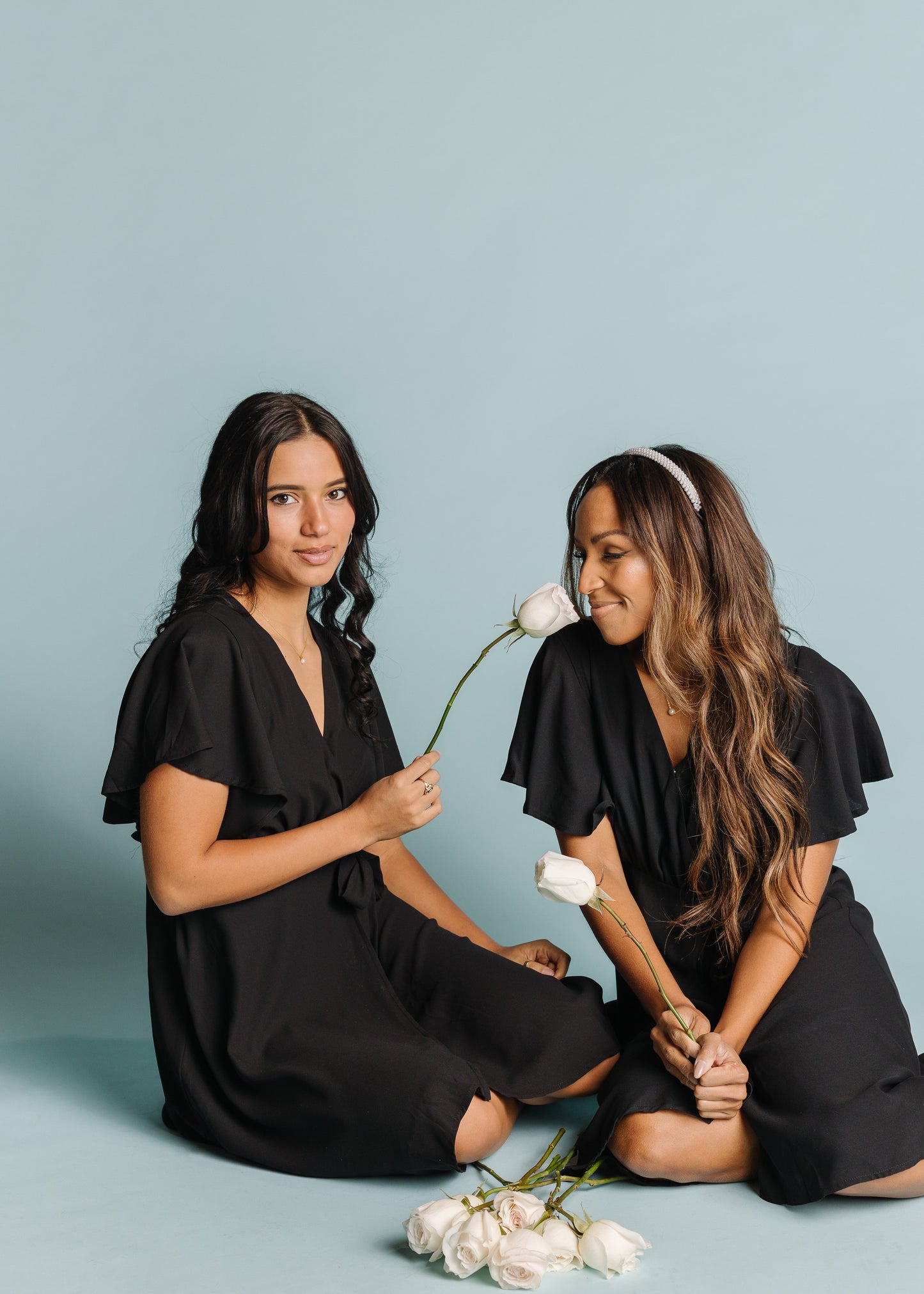 Daphne Tulip Wrap Dress - Black Bridesmaid Dress Arbor