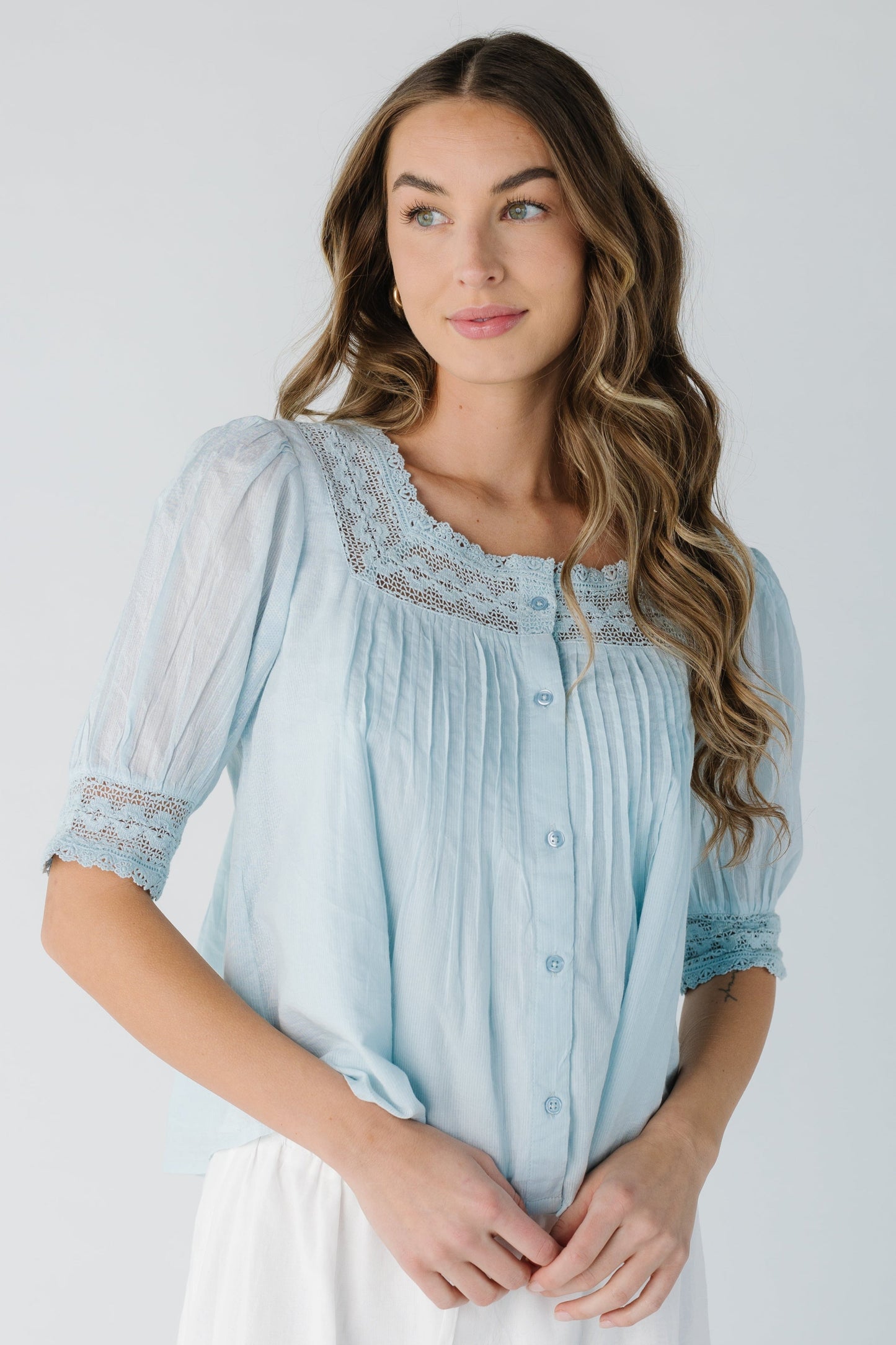 Modest women and teens light blue blouse