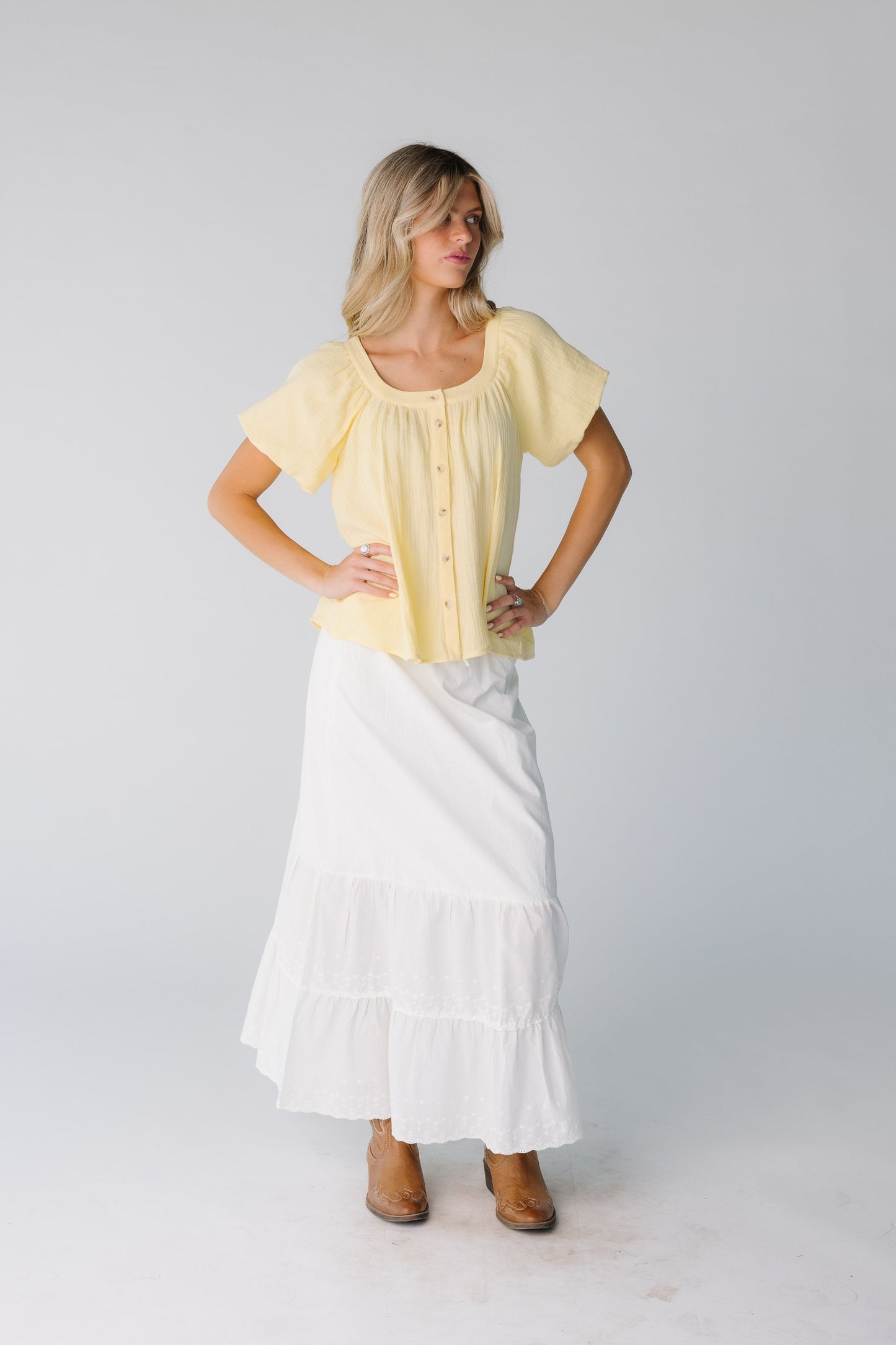 Brass & Roe Melanie Midi Eyelet Skirt WOMEN'S SKIRTS brass & roe