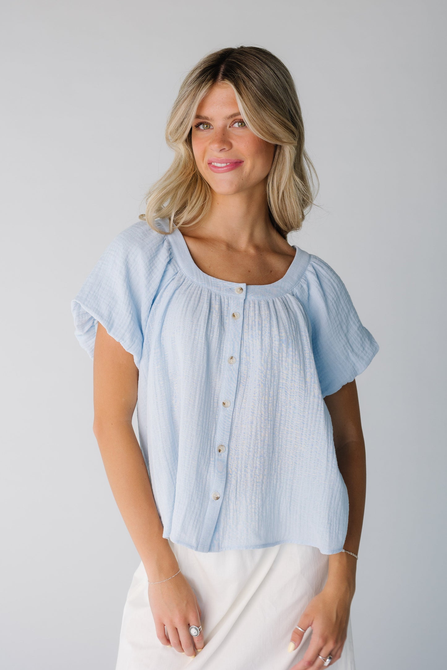 Brass & Roe Gauze Button-Down Top - Summer WOMEN'S TOP brass & roe
