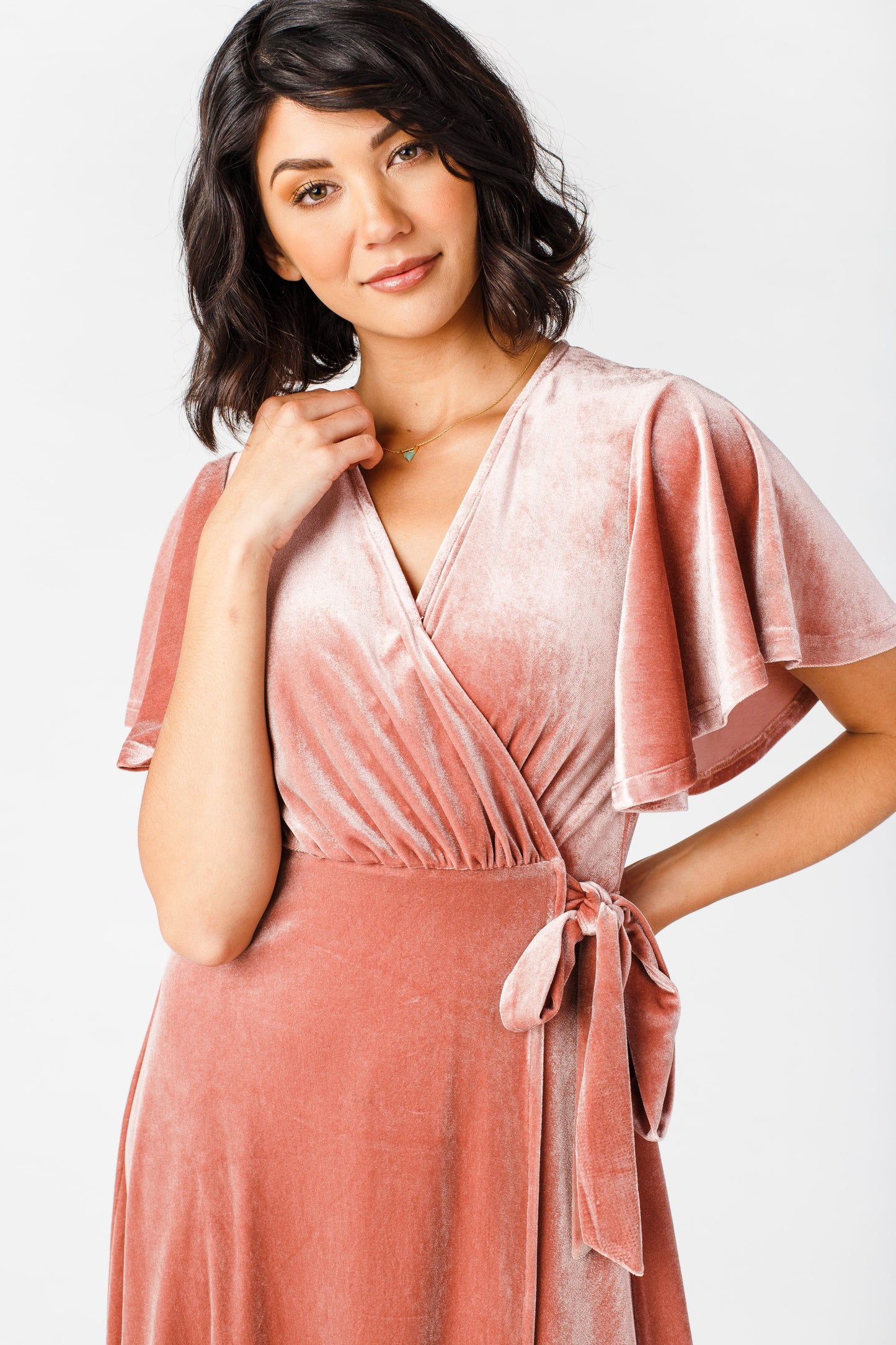 Arbor Velvet Wrap Dress- Dusty Pink WOMEN'S DRESS brass & roe