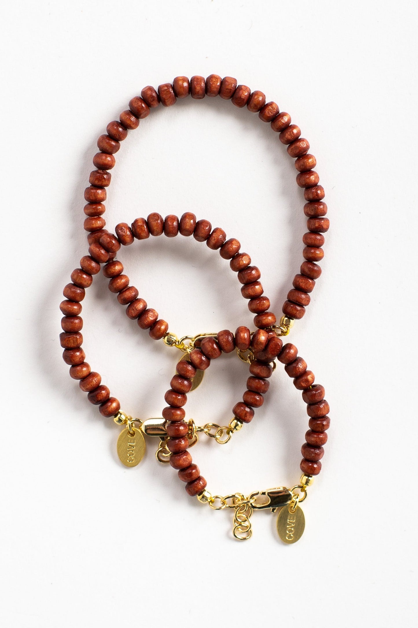 Beautiful wood bead baby bracelet in sizes newborn to 6 yearss