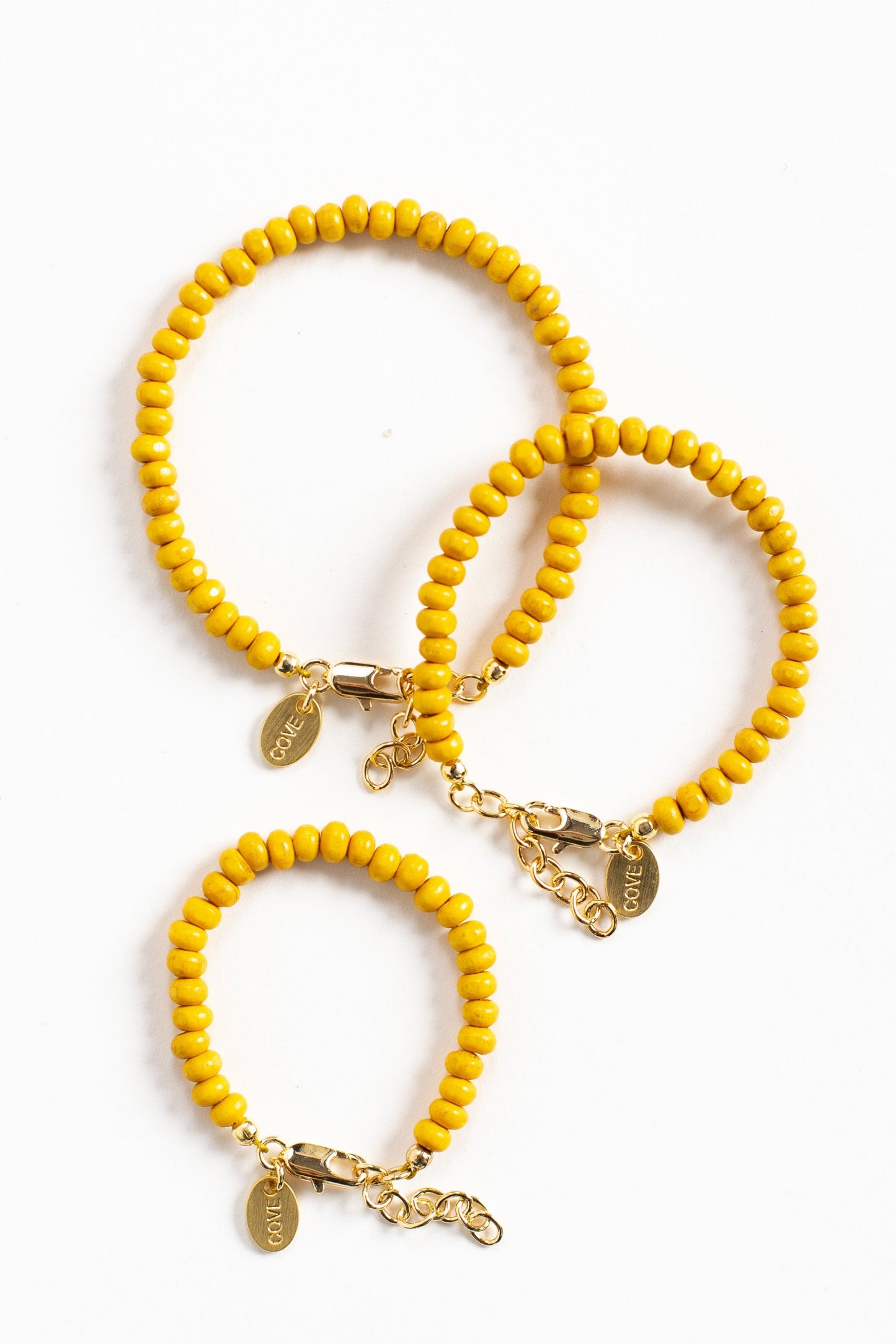 Yellow wood bead bracelet for babies and childred