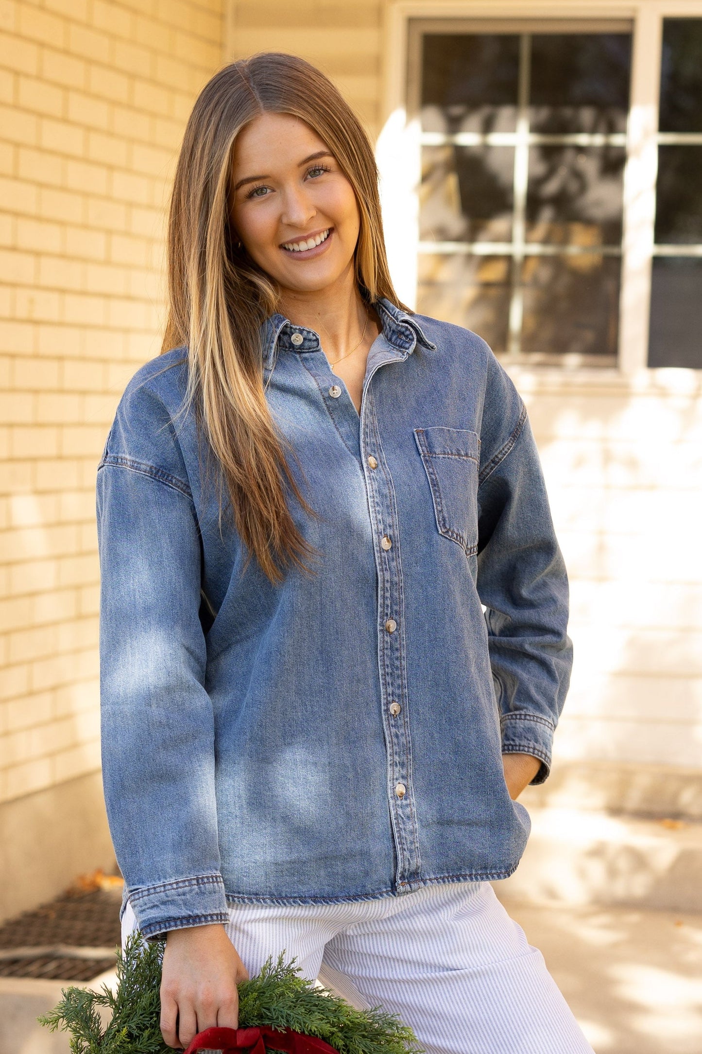 All About Love Denim Shirt WOMEN'S TOP Wishlist