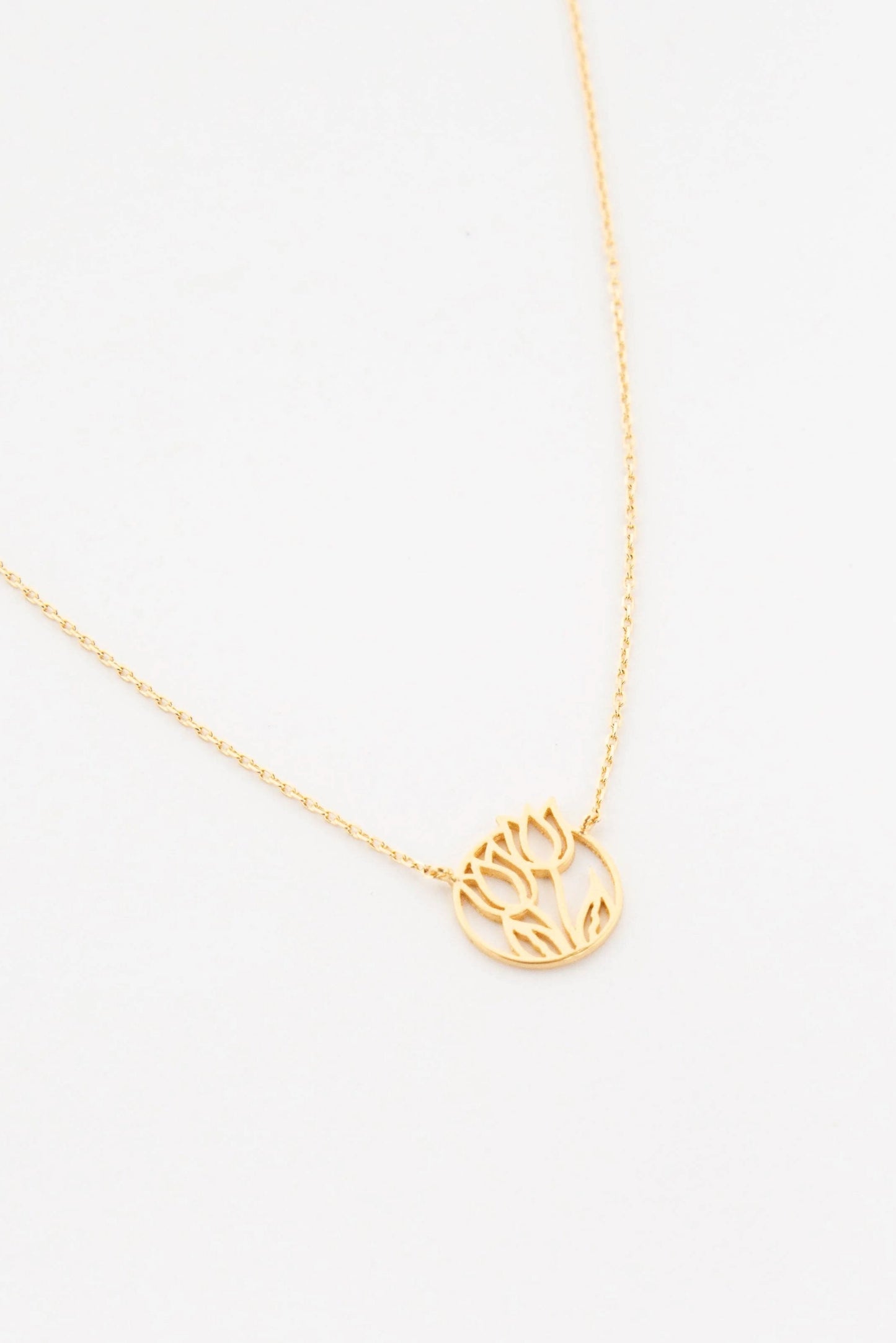Cove Tulip Cutout Necklace WOMEN'S JEWELRY Cove Gold 16"