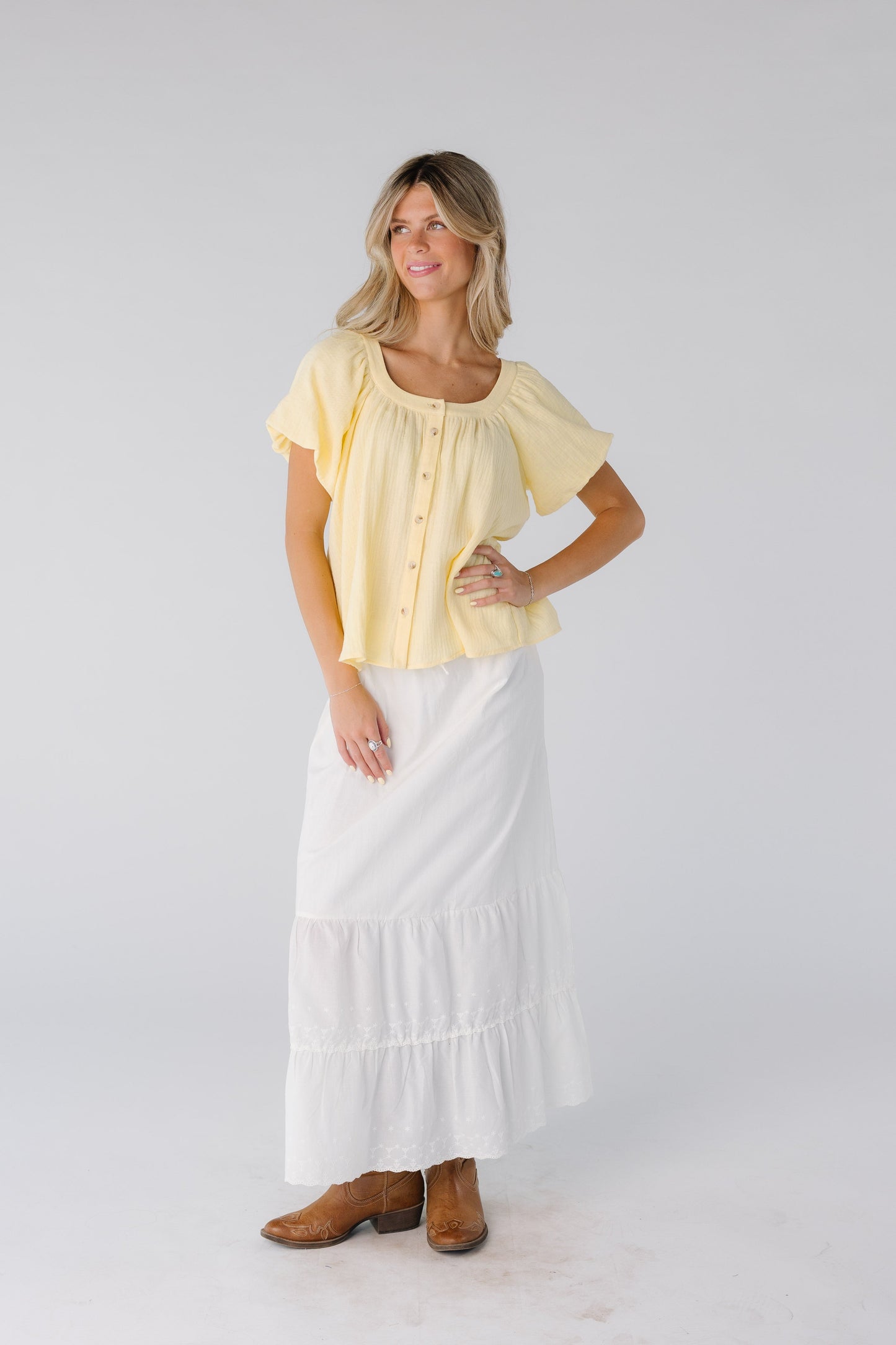 Brass & Roe Melanie Midi Eyelet Skirt WOMEN'S SKIRTS brass & roe