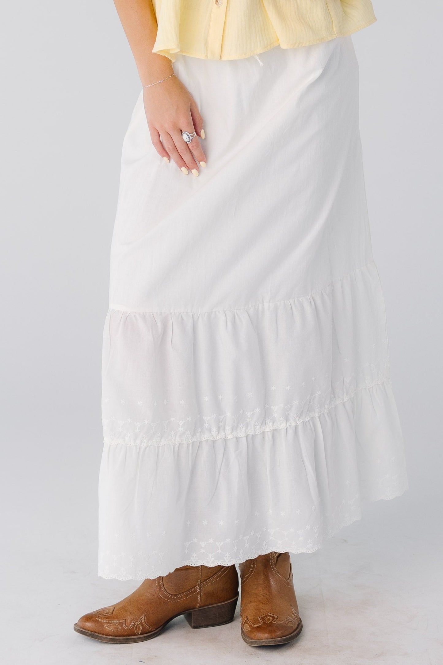 Brass & Roe Melanie Midi Eyelet Skirt WOMEN'S SKIRTS brass & roe