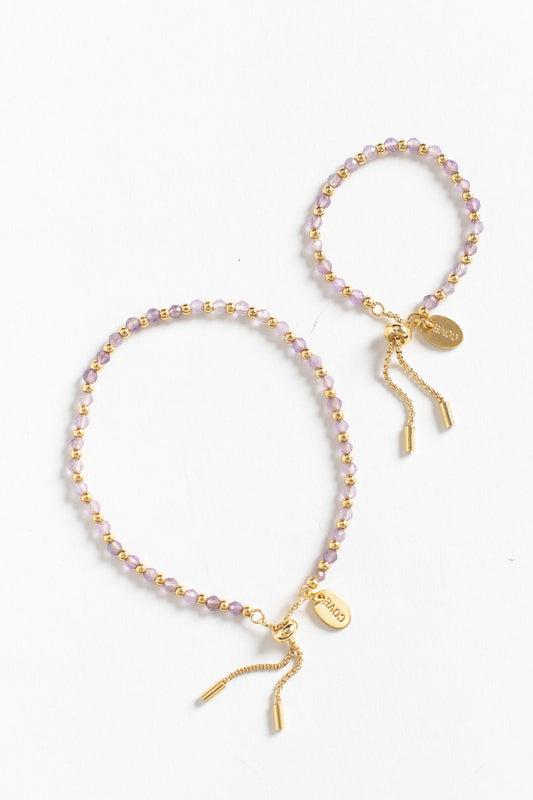 Baby bracelet with matching mom and child sizes in lavender