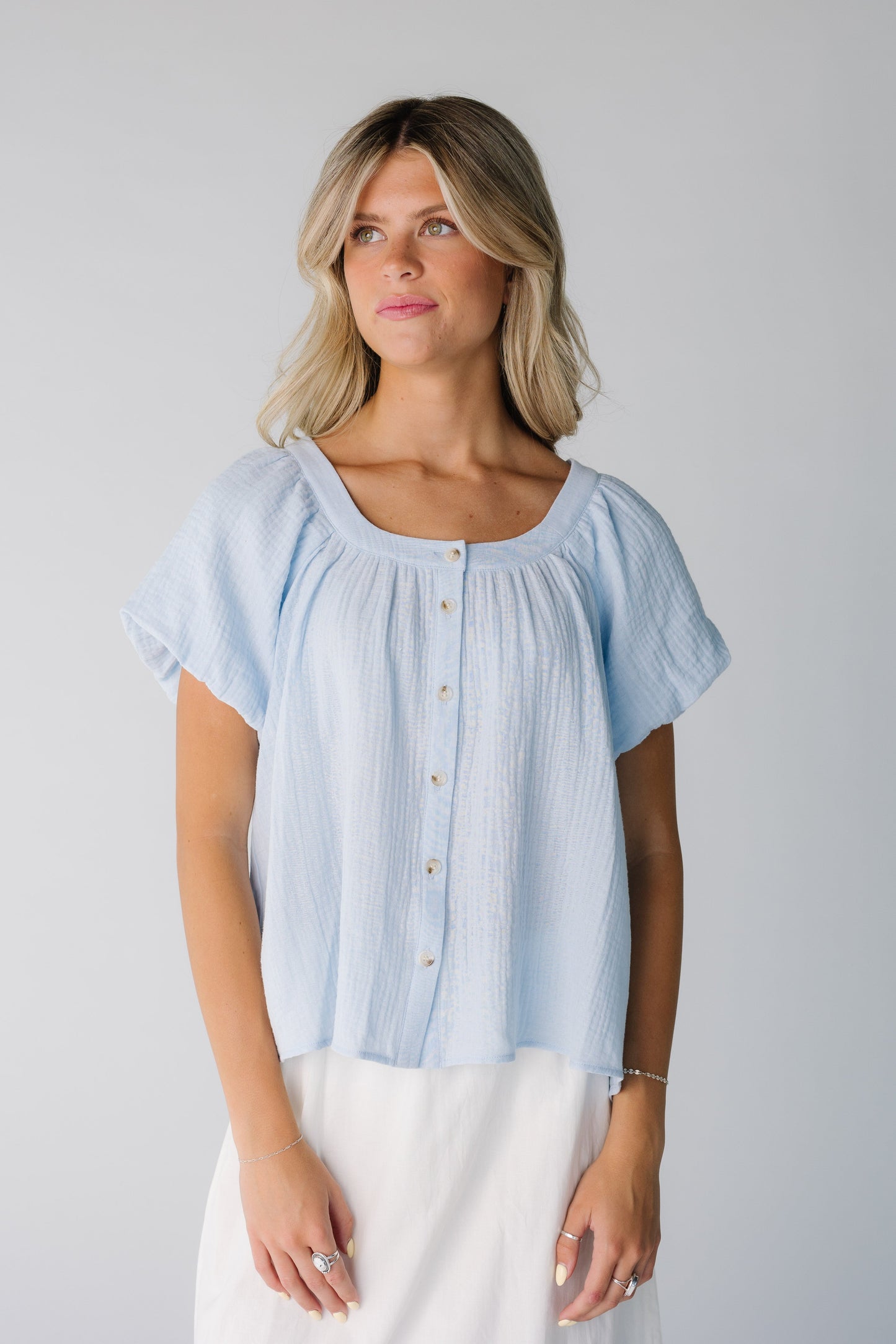Brass & Roe Gauze Button-Down Top - Summer WOMEN'S TOP brass & roe