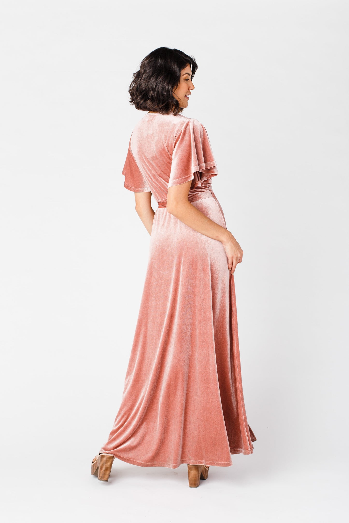 Arbor Velvet Wrap Dress- Dusty Pink WOMEN'S DRESS brass & roe