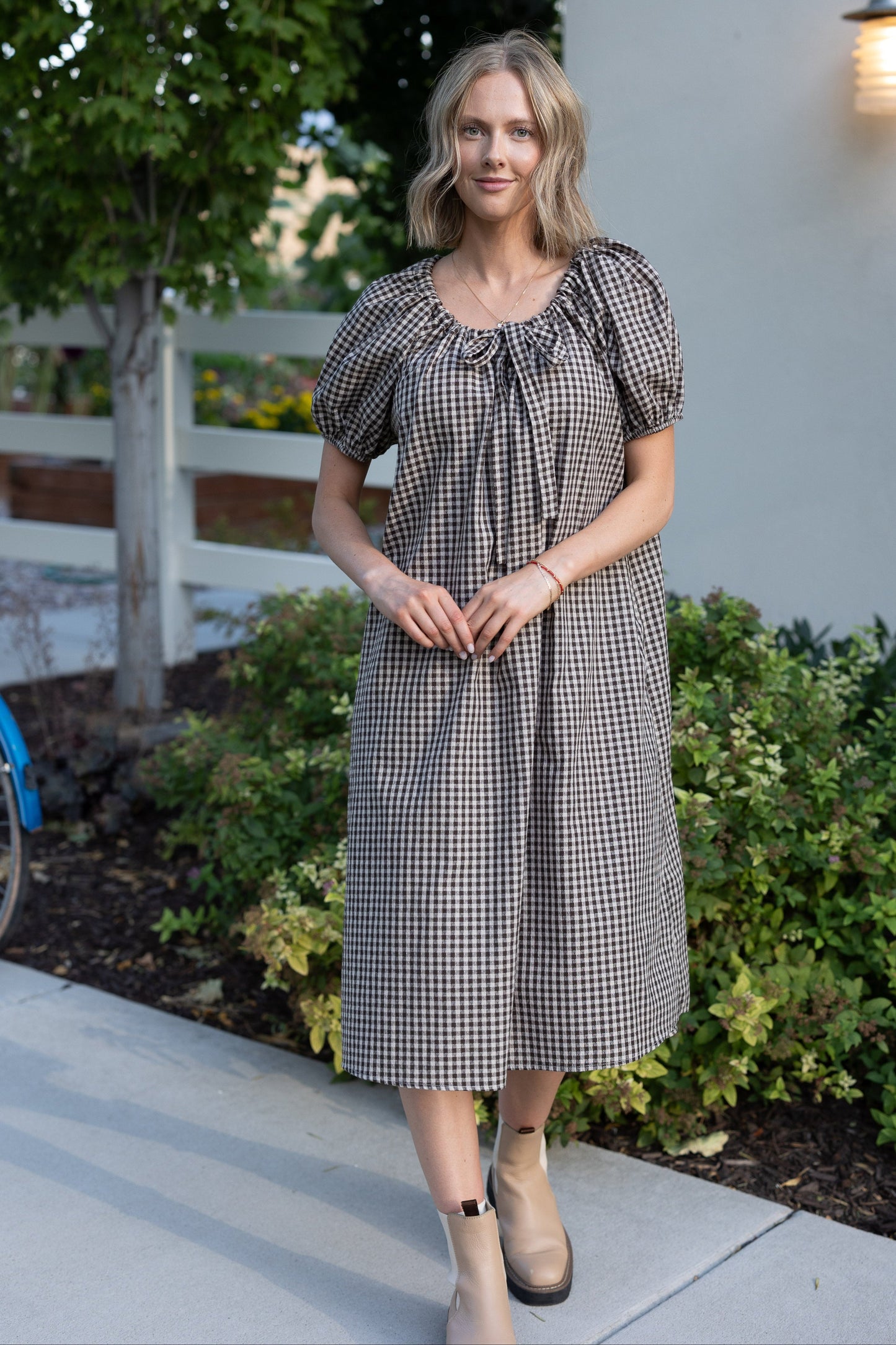 Brass & Roe Gingham Bow Dress WOMEN'S DRESS brass & roe