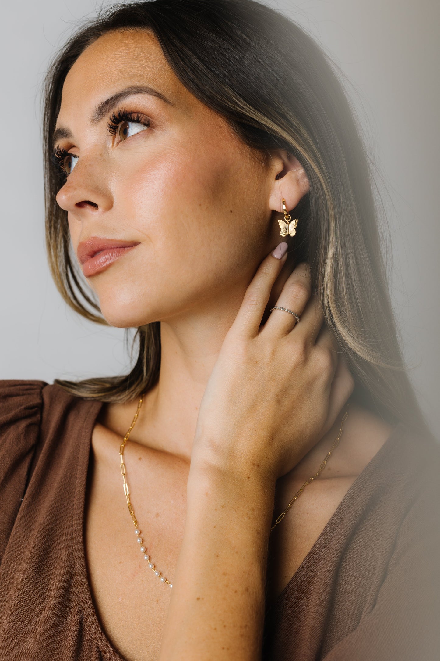 Cove Huggie Drop Butterfly Earrings