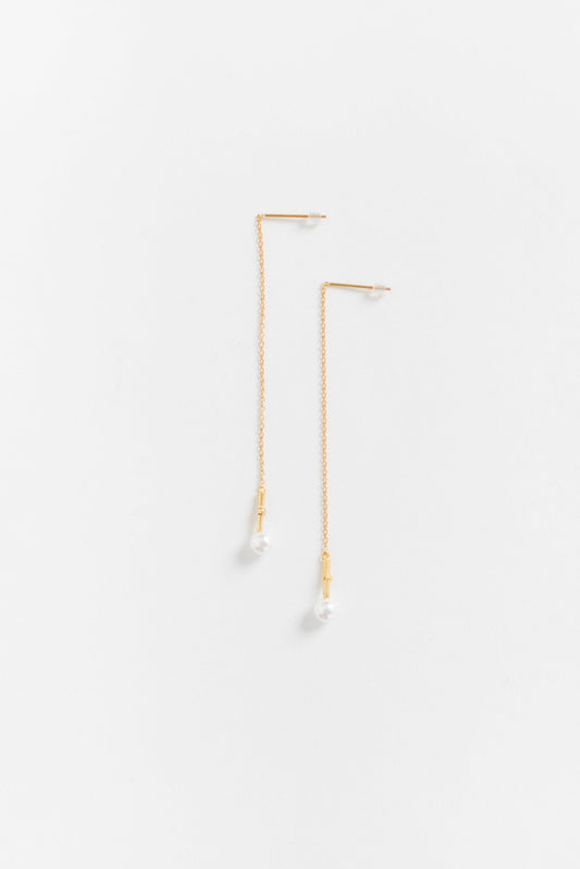 Cove Wire Pearl Earrings WOMEN'S EARINGS Cove Accessories Gold OS
