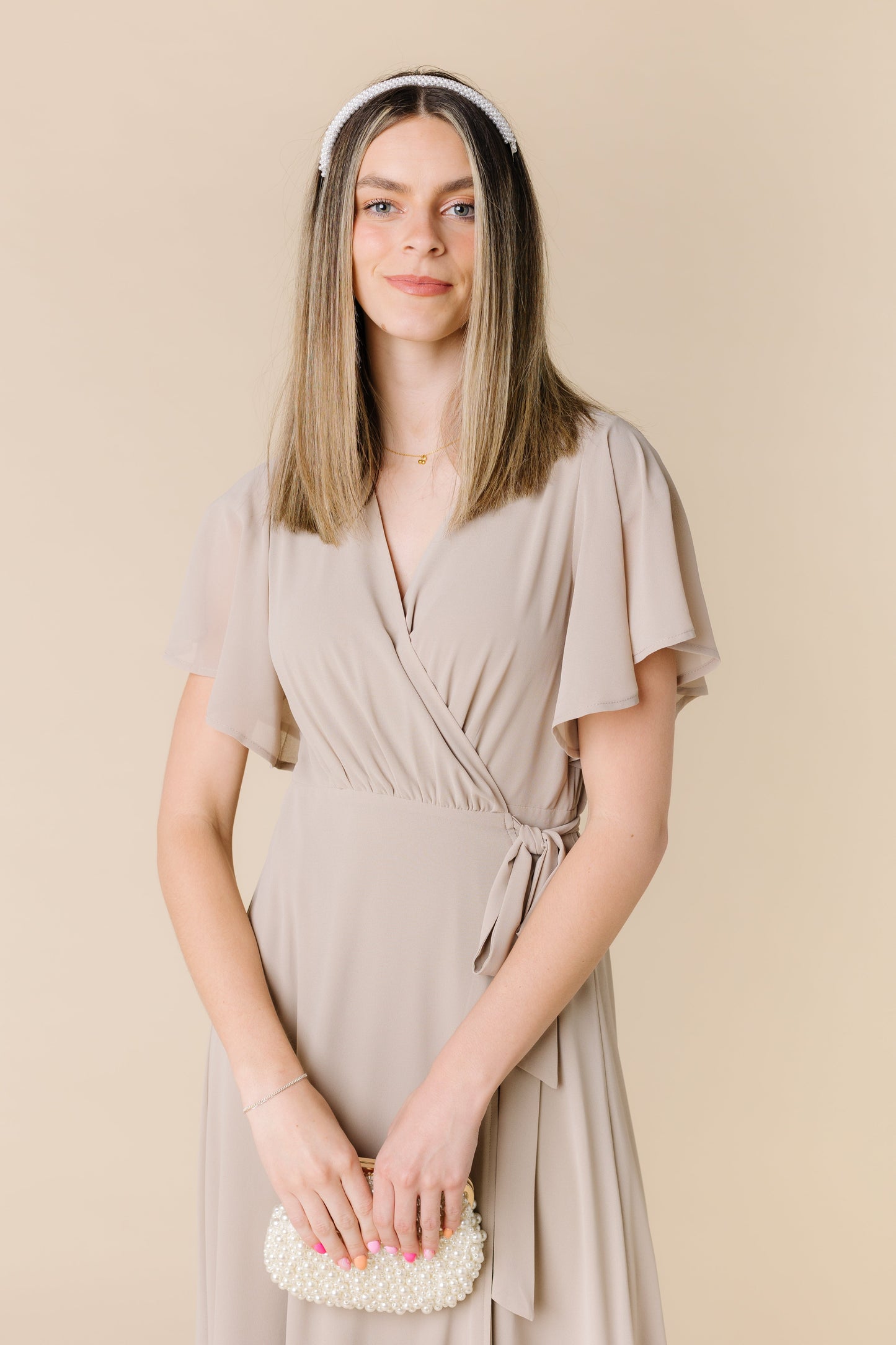 Arbor Naples Flutter Sleeve-Taupe WOMEN'S DRESS Cove