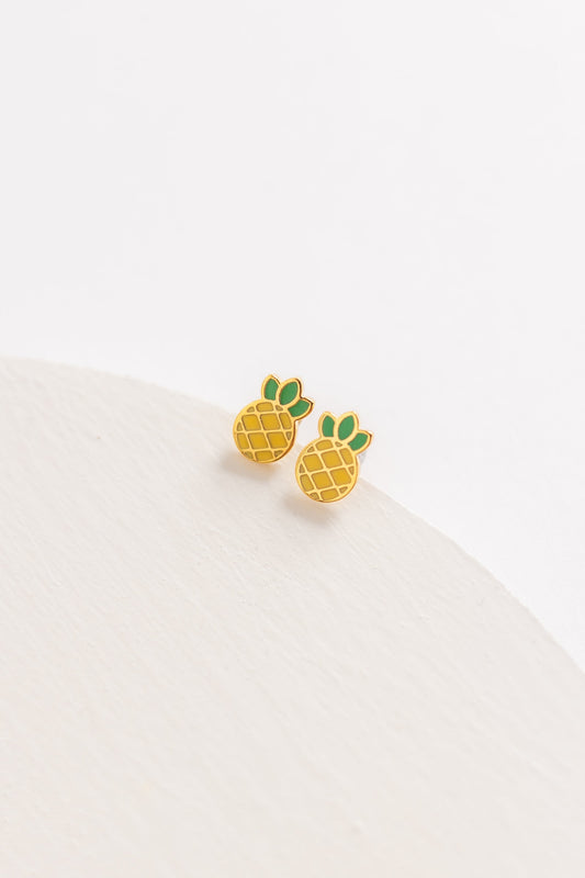 Cove Pineapple Stud Earrings WOMEN'S EARINGS Cove Accessories Yellow OS