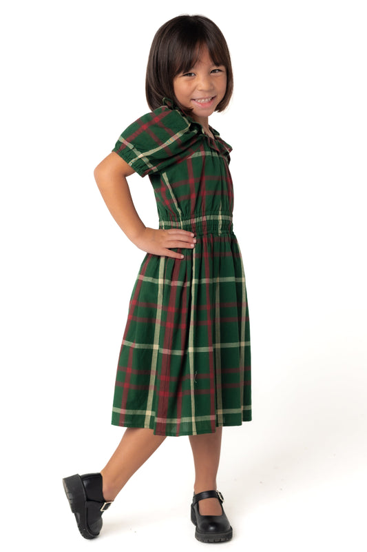 Citrus Reese Plaid Girl's Dress GIRL'S DRESS Citrus Green Plaid XXXS