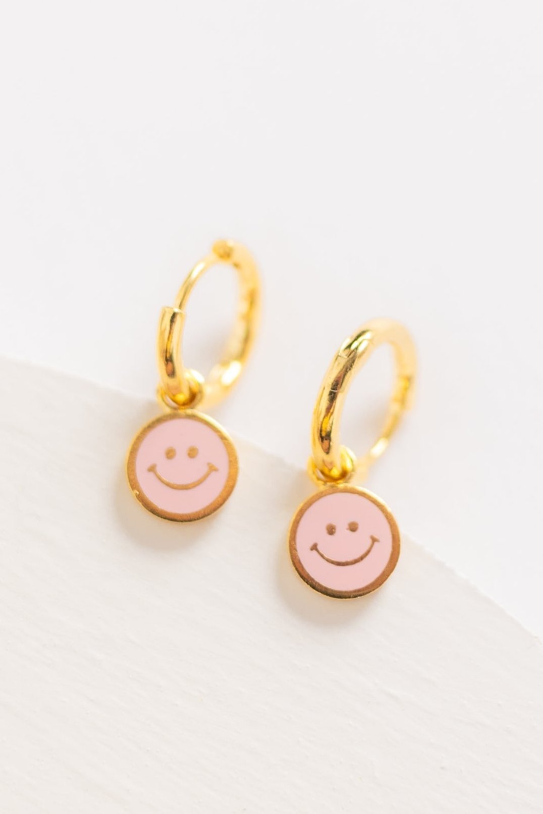 Cove Smiley Huggie Earrings WOMEN'S EARINGS Cove Accessories Lt Pink OS