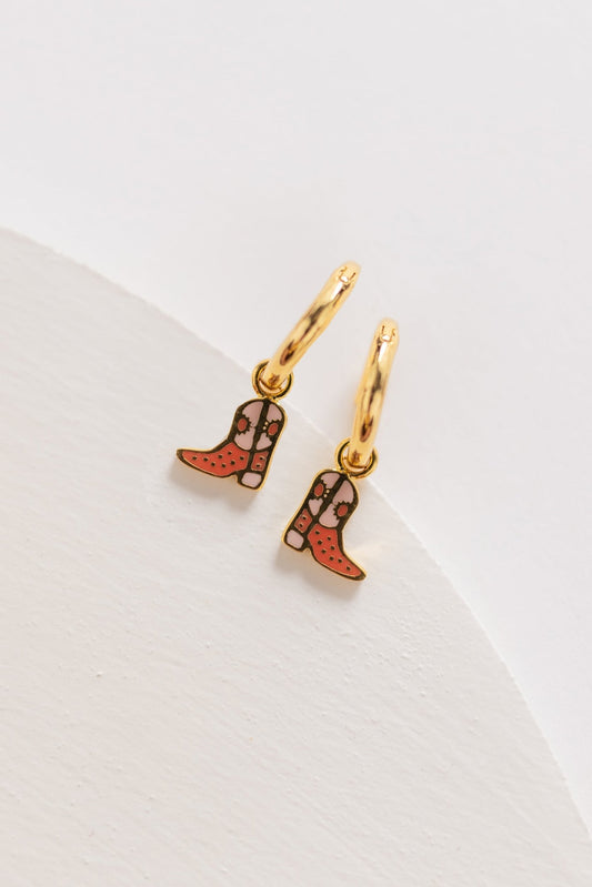 Cove Cowboy Boots Huggies Earrings WOMEN'S EARINGS Cove Accessories Rose OS