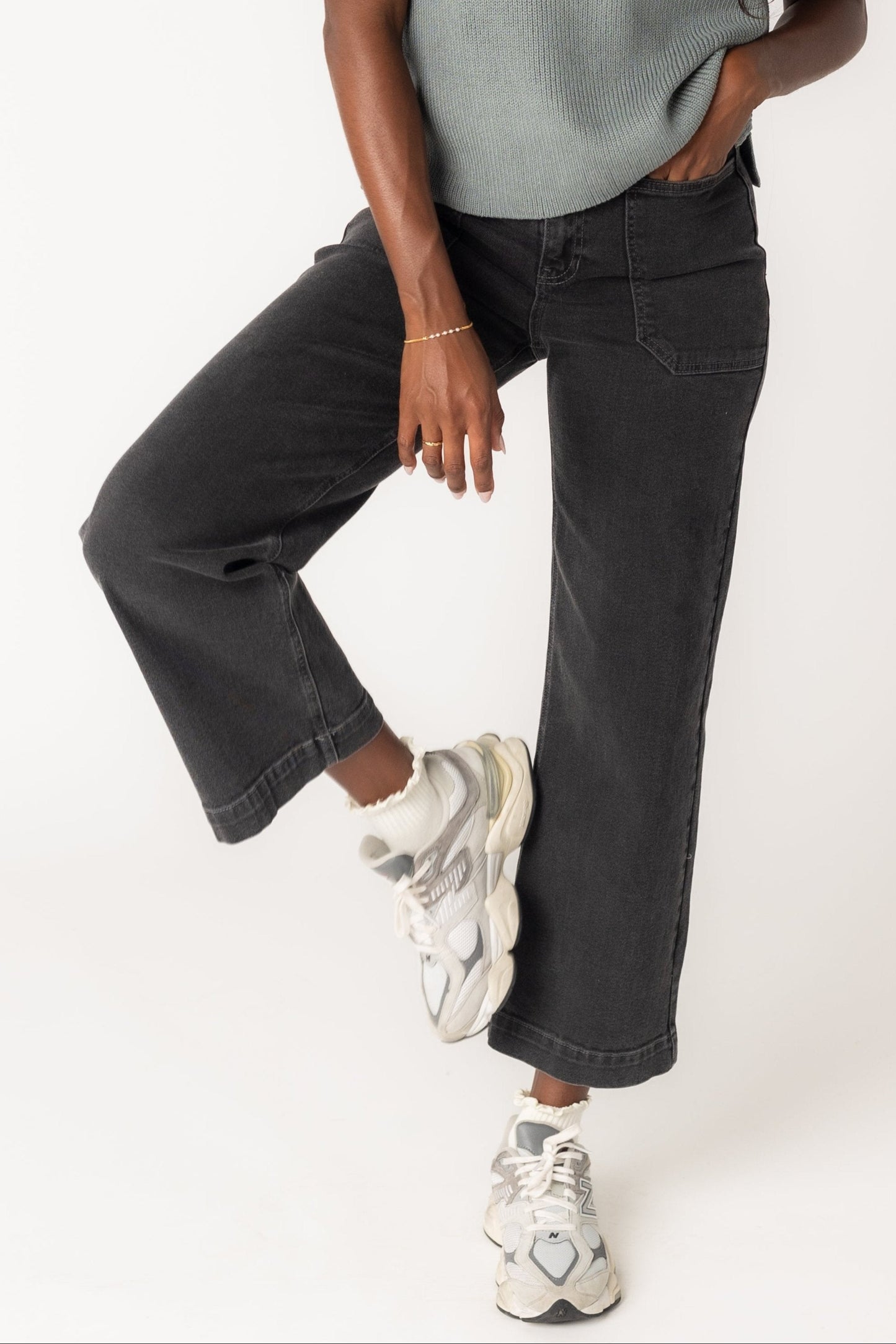 Modest black wide leg jeans