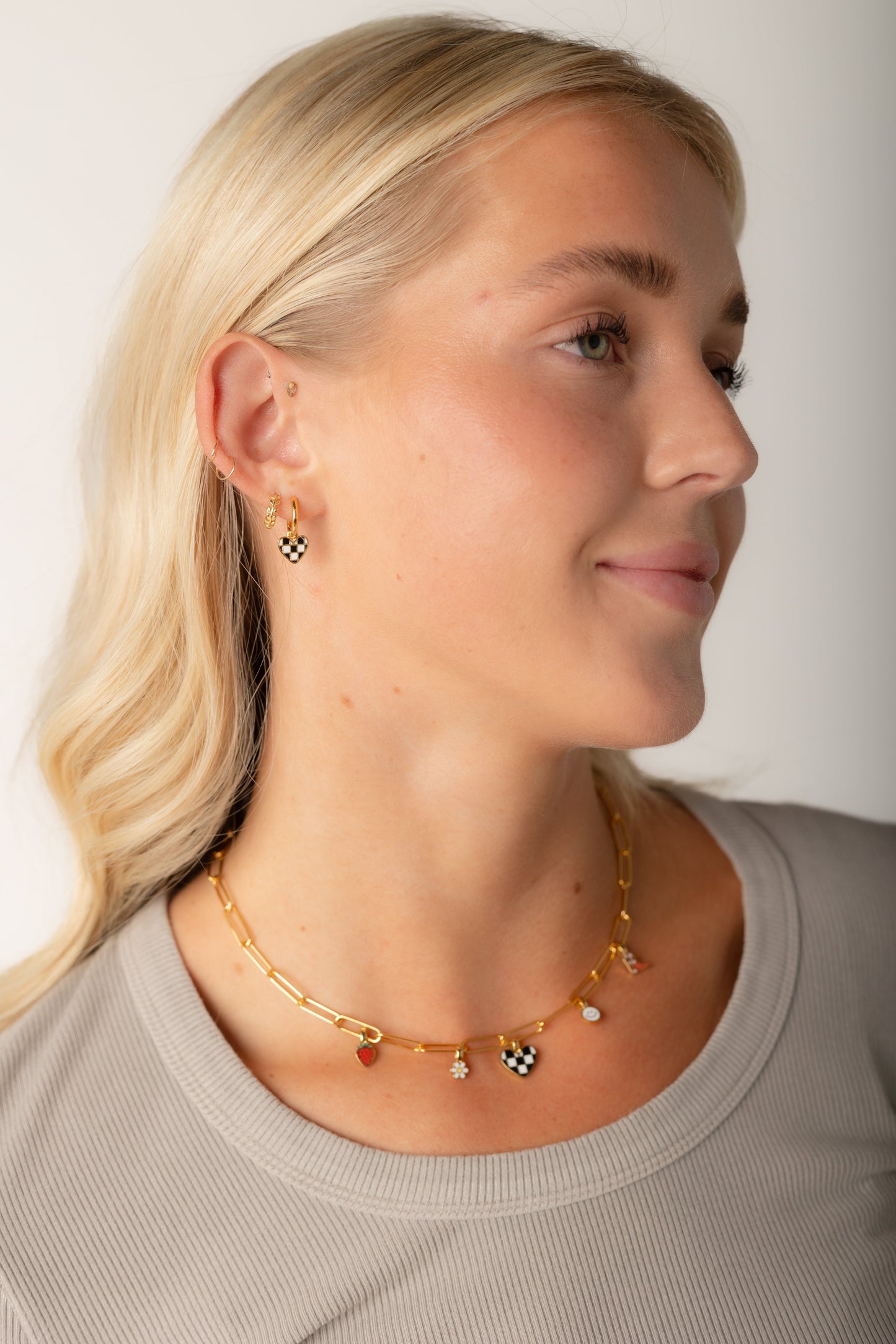 Cove Checker Heart Huggie Earrings WOMEN'S EARINGS Cove Accessories