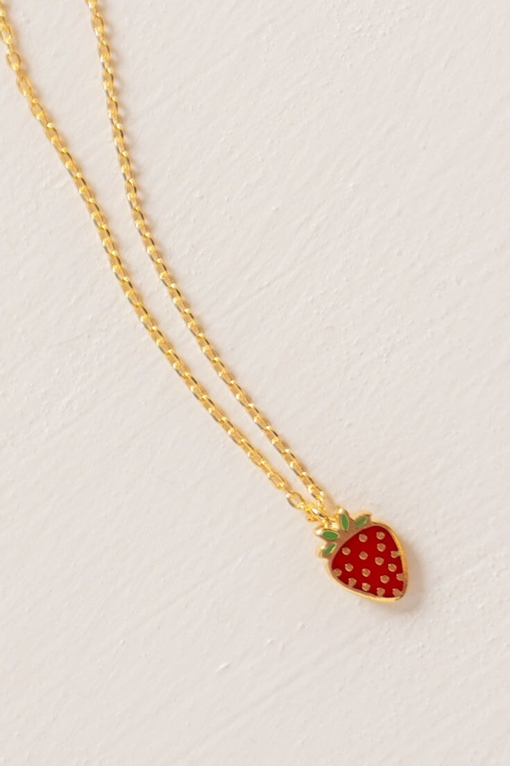Cove Strawberry Necklace WOMEN'S NECKLACE Cove Accessories Red 16"
