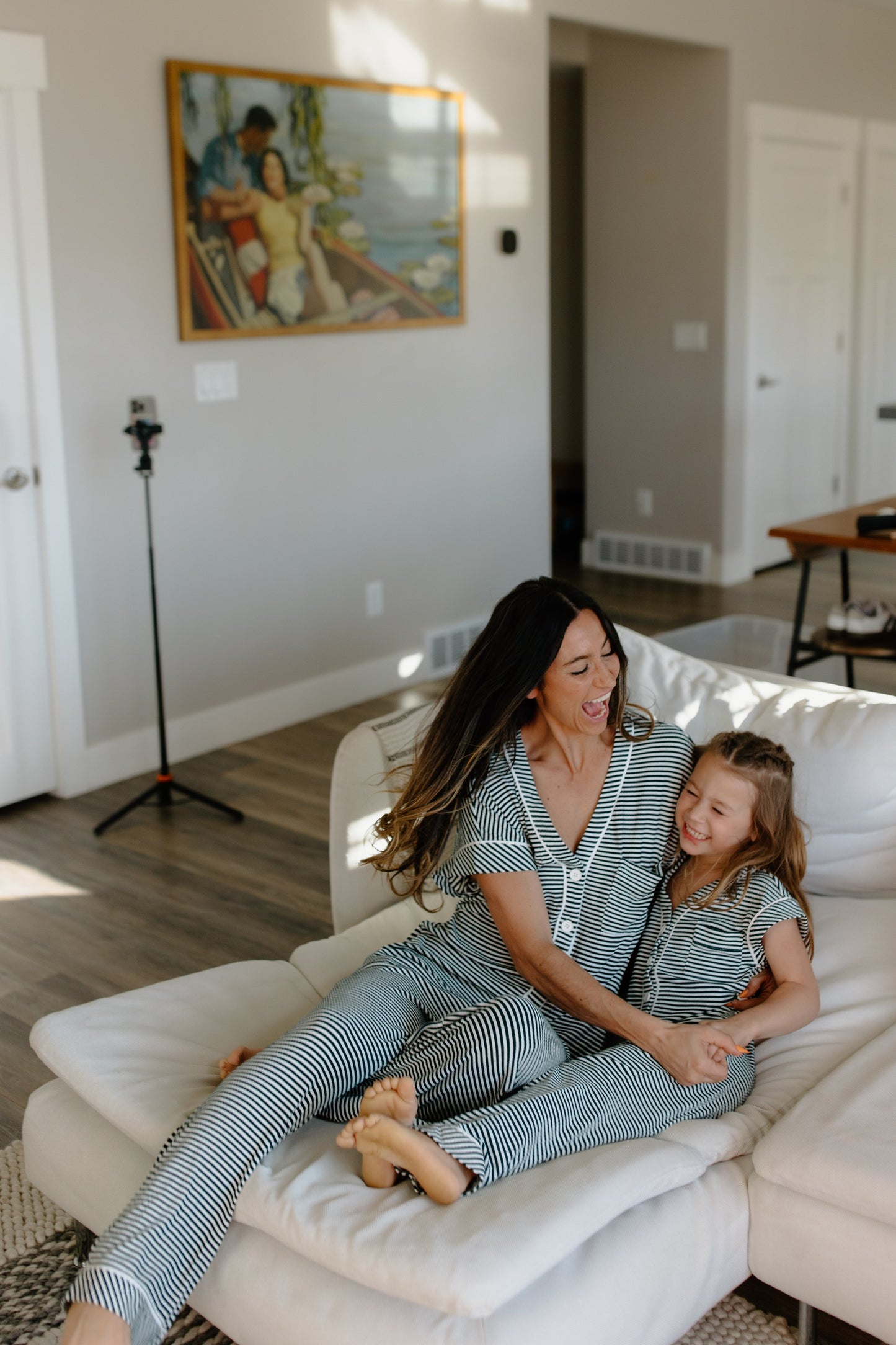 Green and white stripe onesie pajama