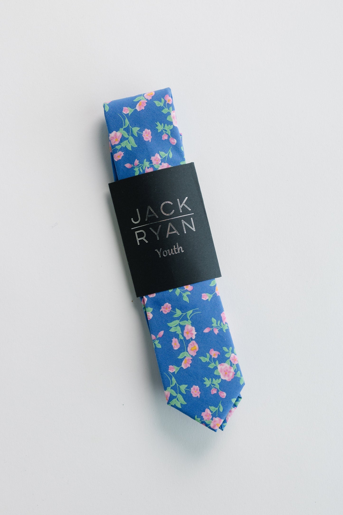 Jack Ryan Summer Ties MEN'S TIE JACK RYAN Blue Floral Youth - 48" x 2"