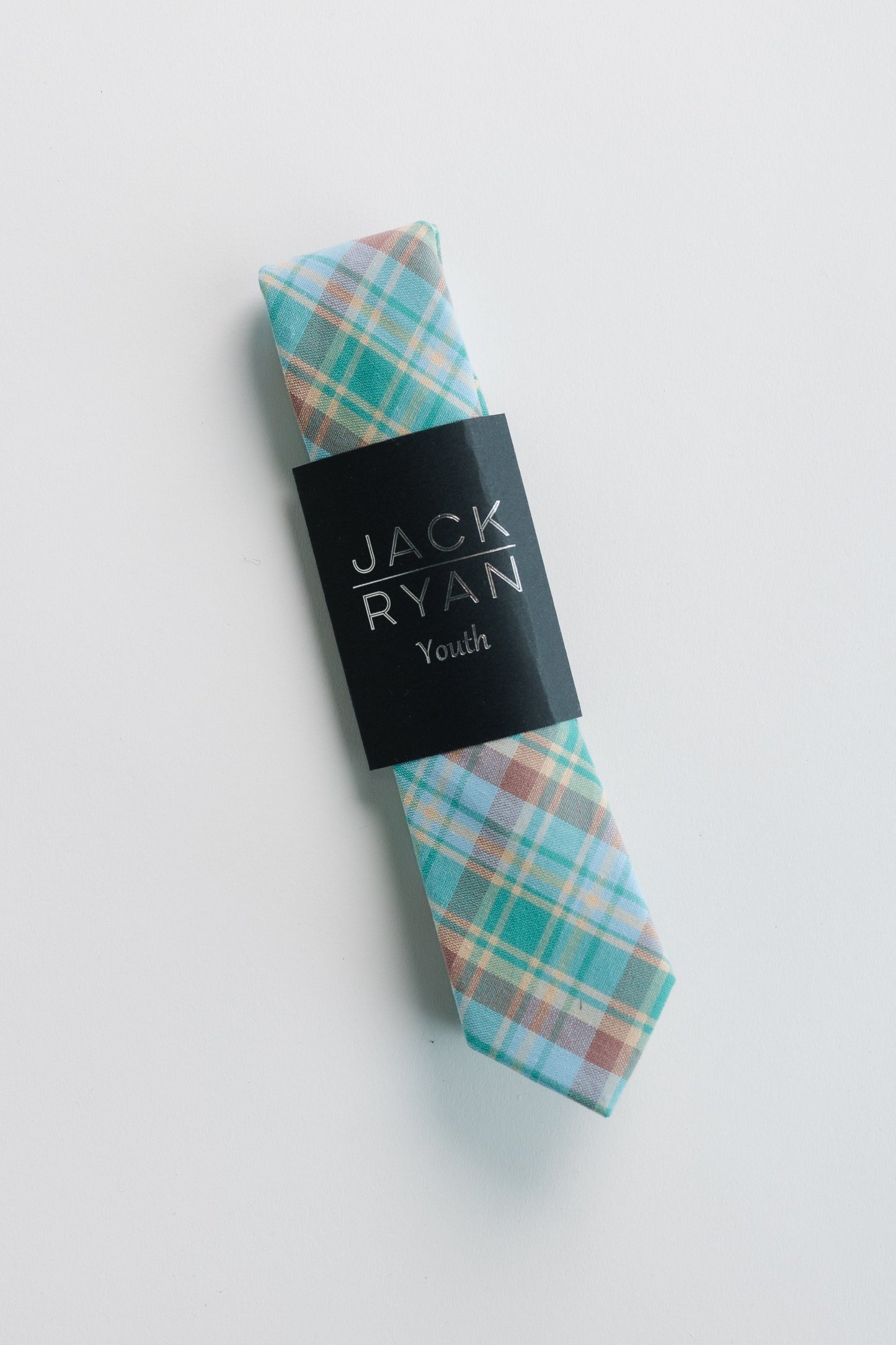Jack Ryan Summer Ties MEN'S TIE JACK RYAN Teal Plaid Youth - 48" x 2"