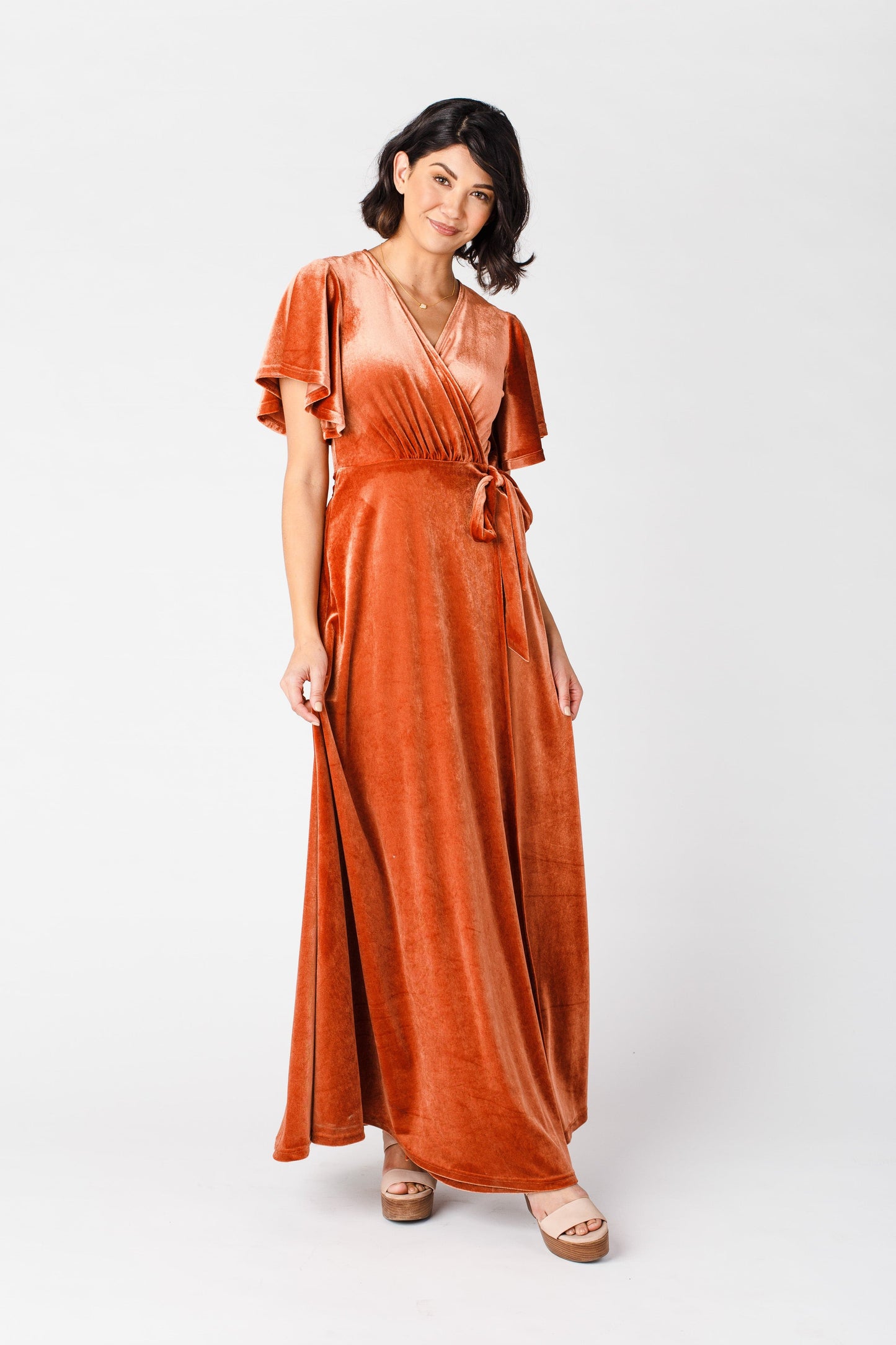 Arbor Velvet Wrap Dress - Rust WOMEN'S DRESS Arbor