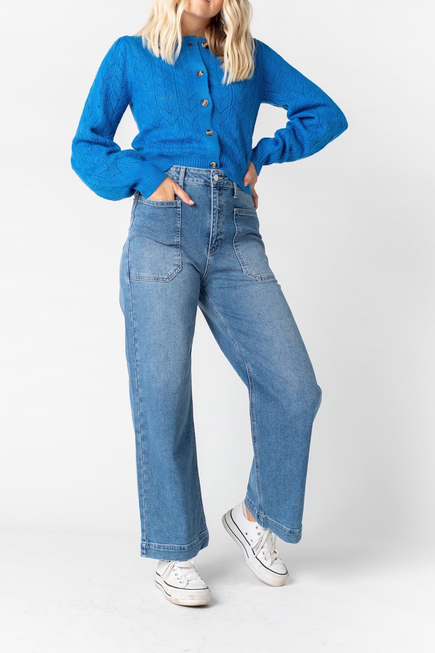 Wide Leg Utility Pant - Medium Denim WOMEN'S DENIM Just Panmaco Inc.