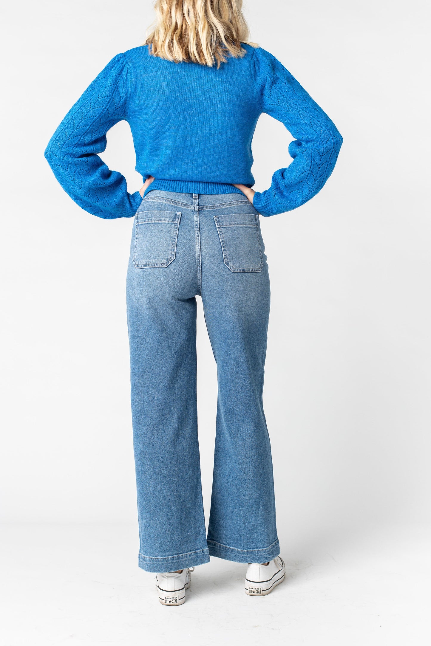 Wide Leg Utility Pant - Medium Denim WOMEN'S DENIM Just Panmaco Inc.