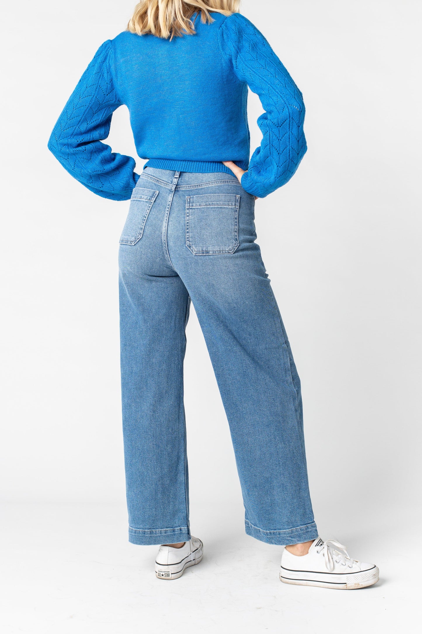Wide Leg Utility Pant - Medium Denim WOMEN'S DENIM Just Panmaco Inc.