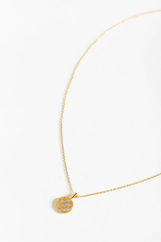 Rhinestone Checker Circle WOMEN'S NECKLACE Cove Gold Plated 16"