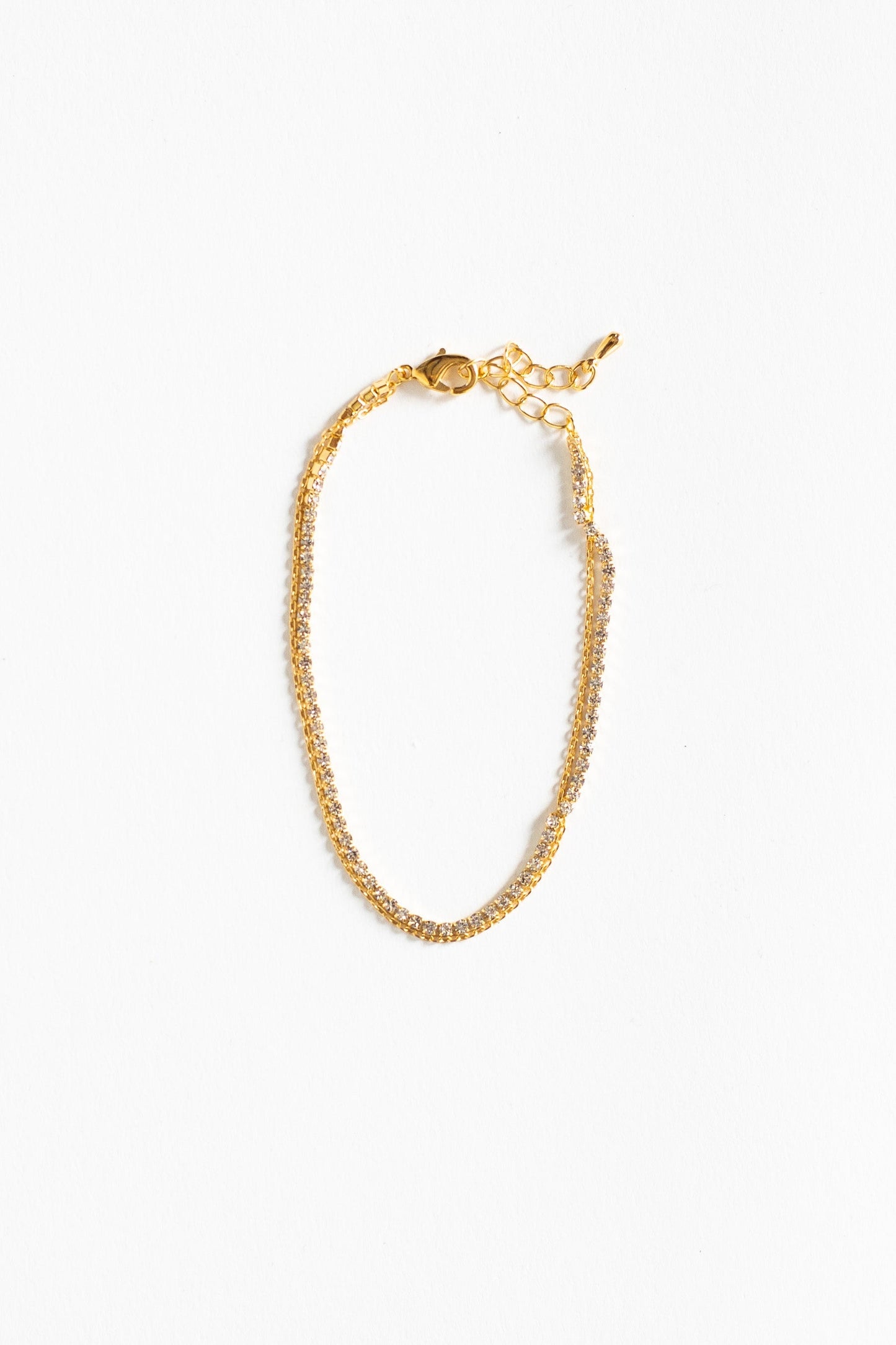 Rhinestone Double Chain WOMEN'S BRACELET Cove Gold Plated OS