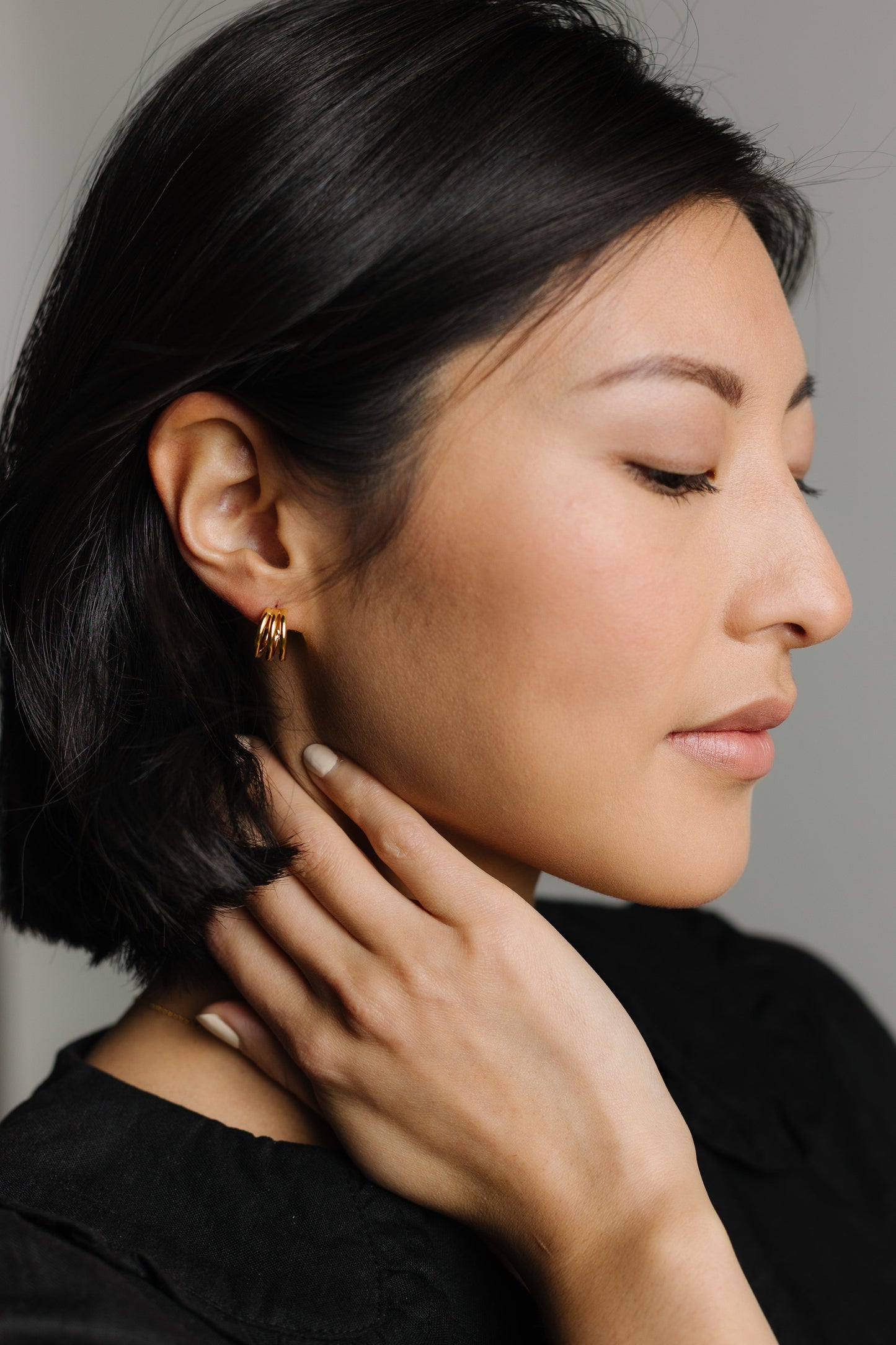 Triple Row Gold Earrings WOMEN'S EARINGS Cove