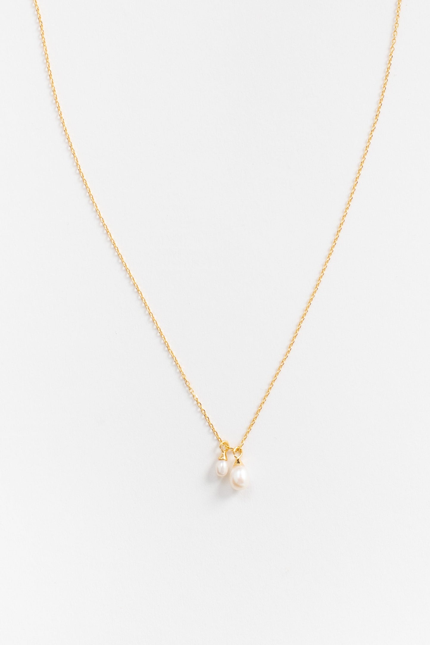 Double Pearl Necklace WOMEN'S NECKLACE Cove Gold Plated 16"