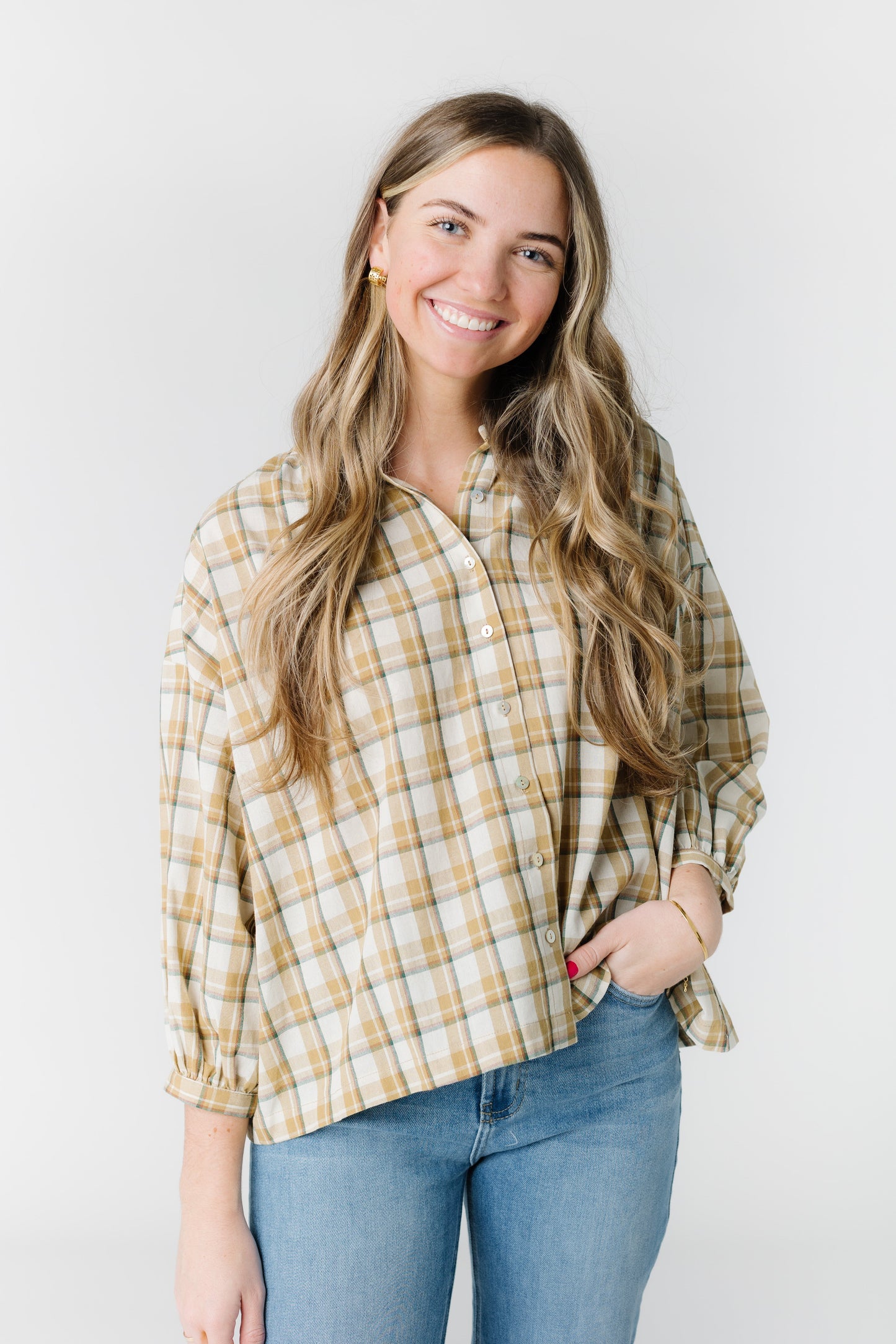 Cathleen Plaid Top - Dune WOMEN'S TOP Grade & Gather