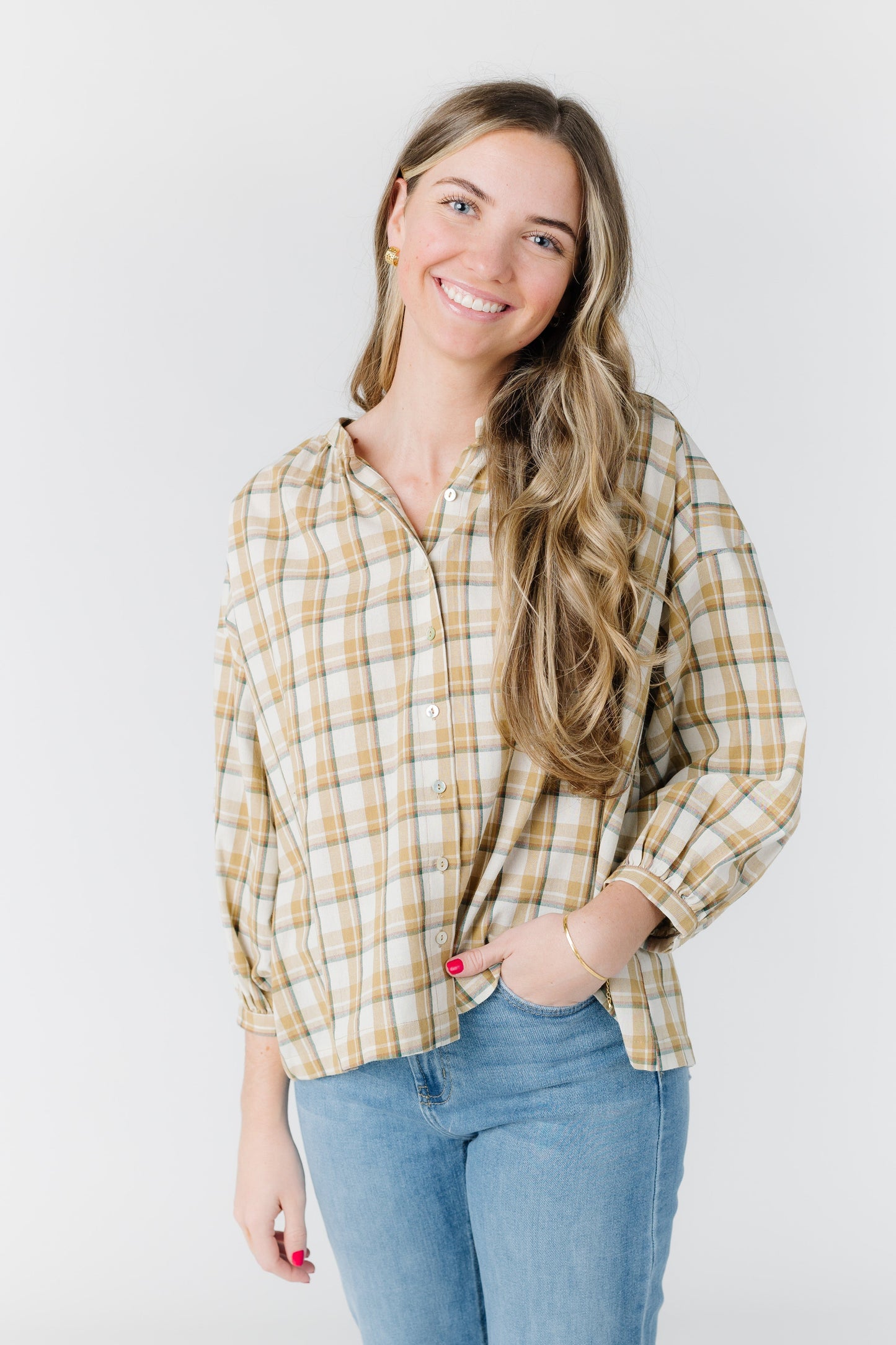 Cathleen Plaid Top - Dune WOMEN'S TOP Grade & Gather Dune L