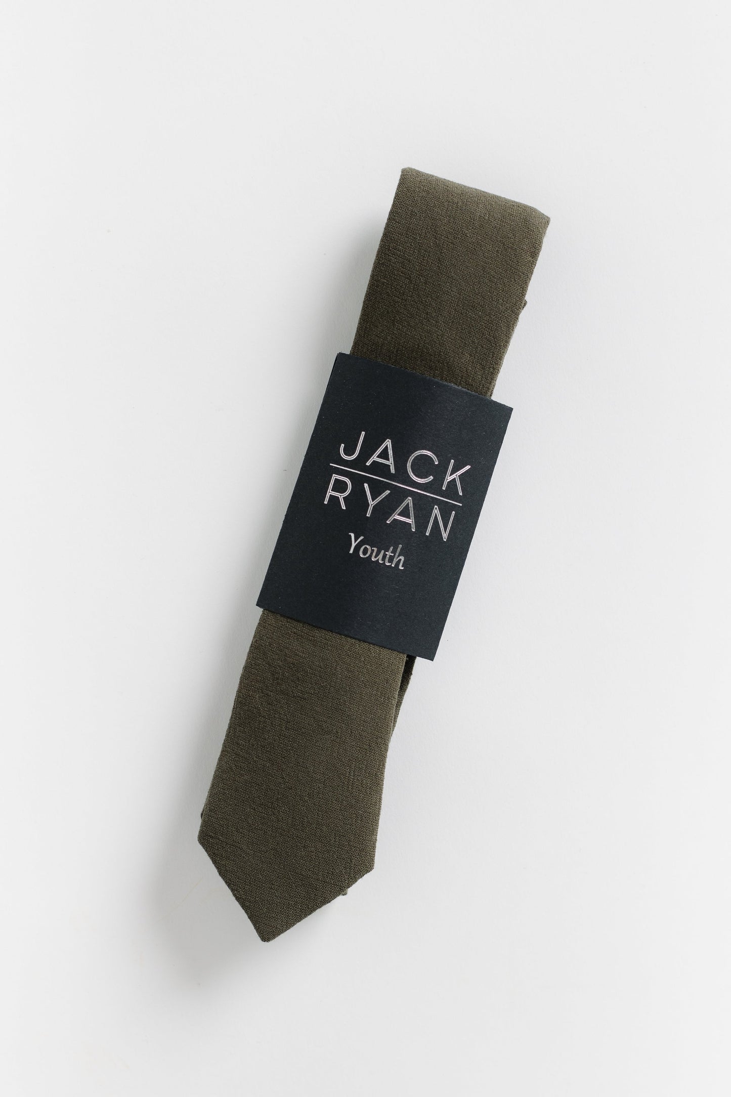 Jack Ryan Solid Collection MEN'S TIE JACK RYAN Dk Olive Youth 48"L x 2"W