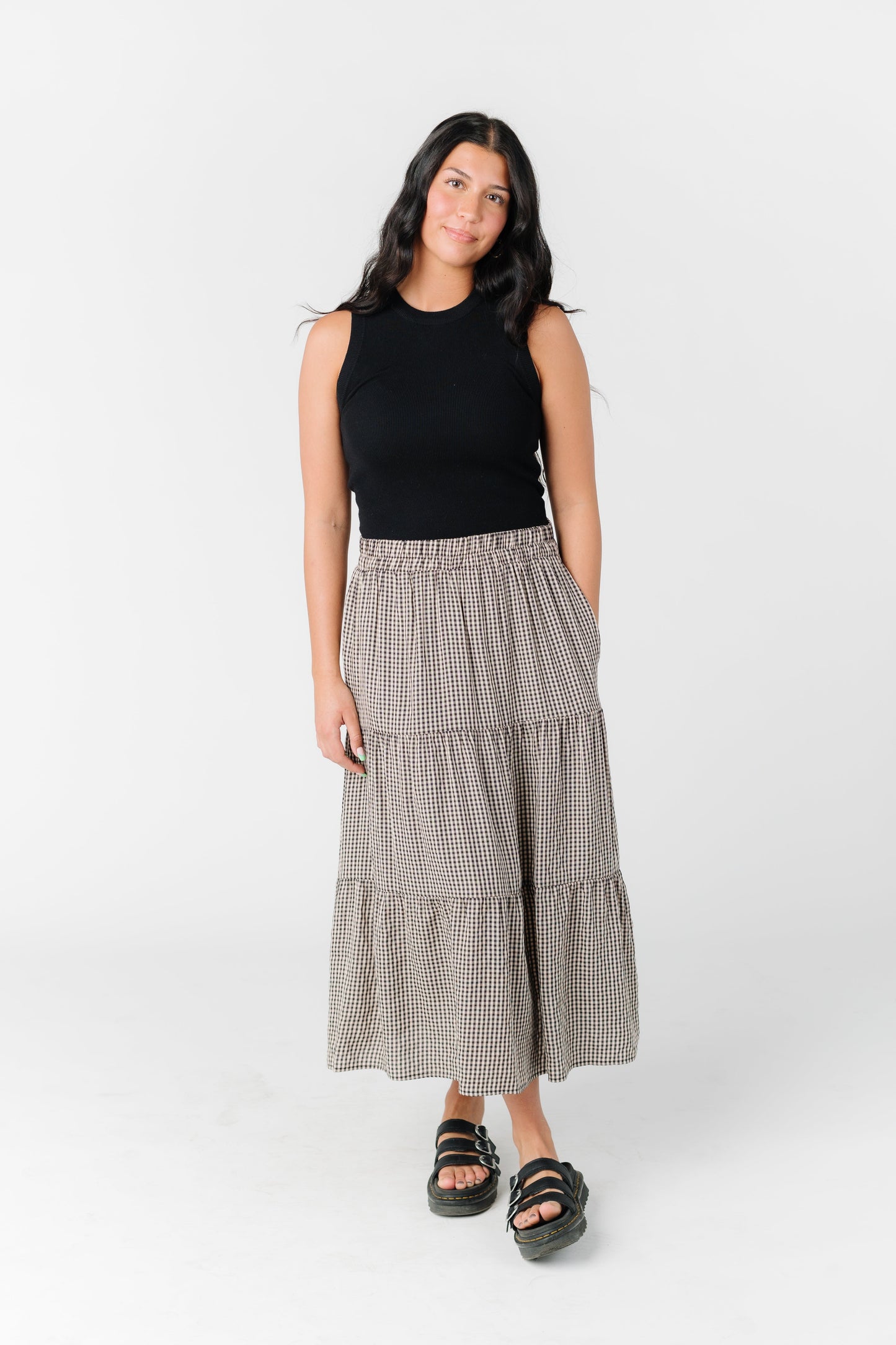 Tiered Gingham Skirt WOMEN'S SKIRTS Grade & Gather