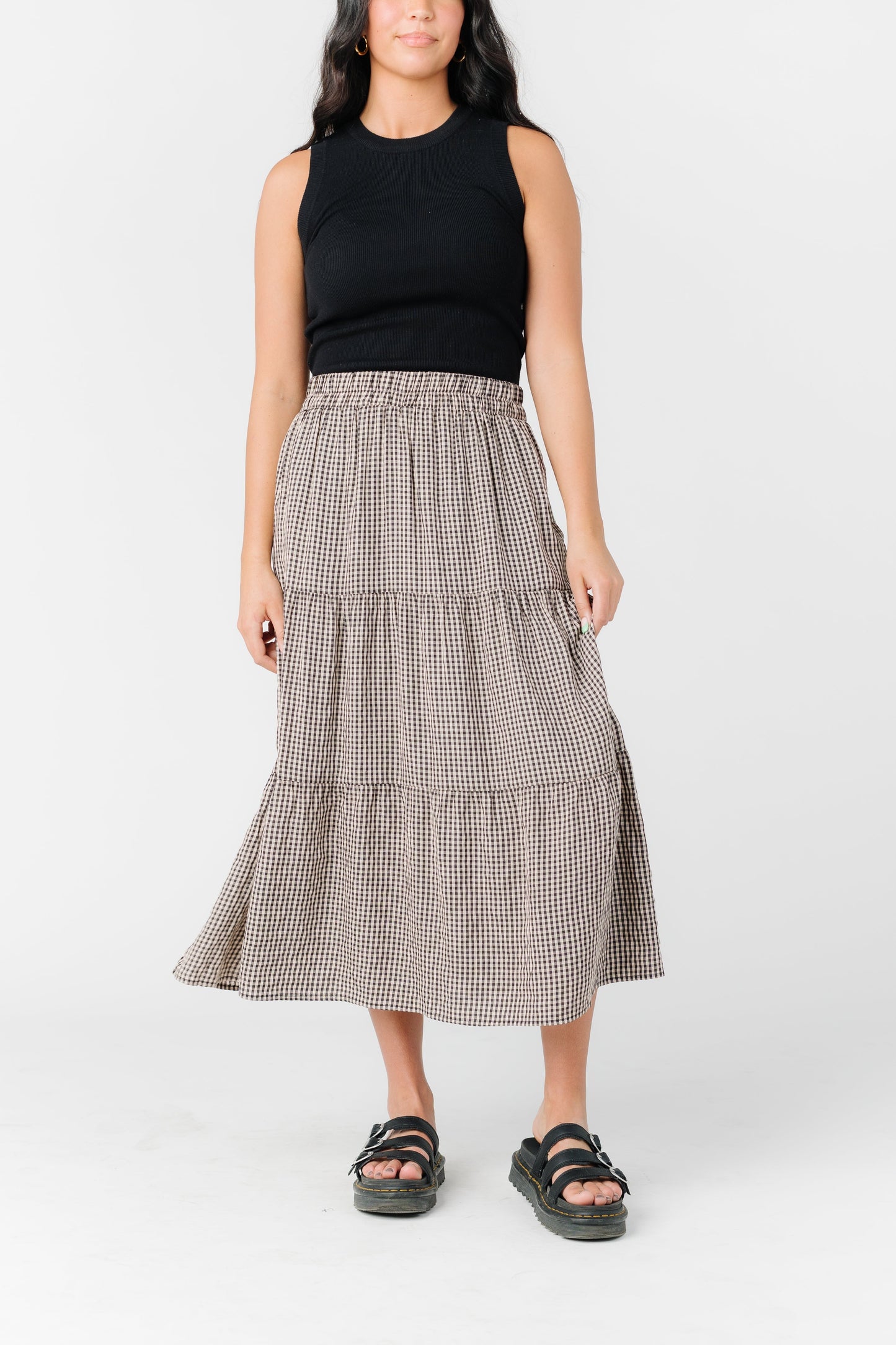 Tiered Gingham Skirt WOMEN'S SKIRTS Grade & Gather