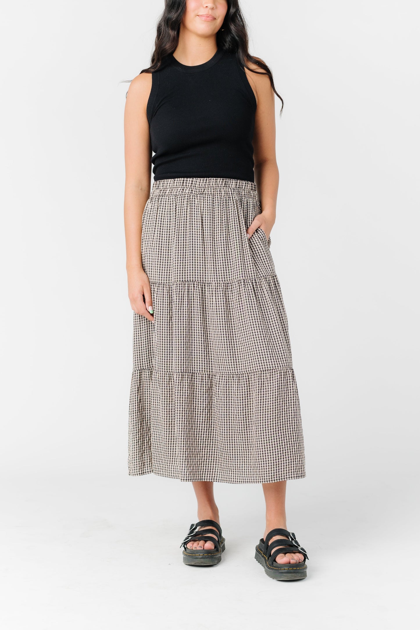 Tiered Gingham Skirt WOMEN'S SKIRTS Grade & Gather