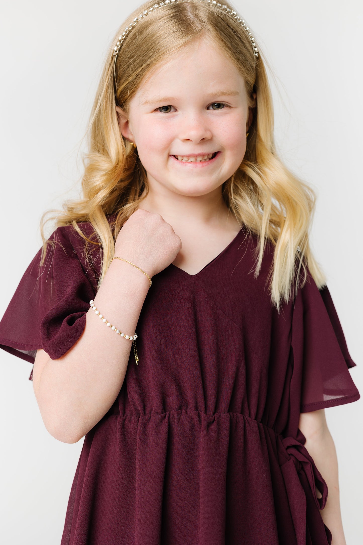 Little Naples Flutter Sleeve Girl's Dress - Wine GIRL'S DRESS Arbor 